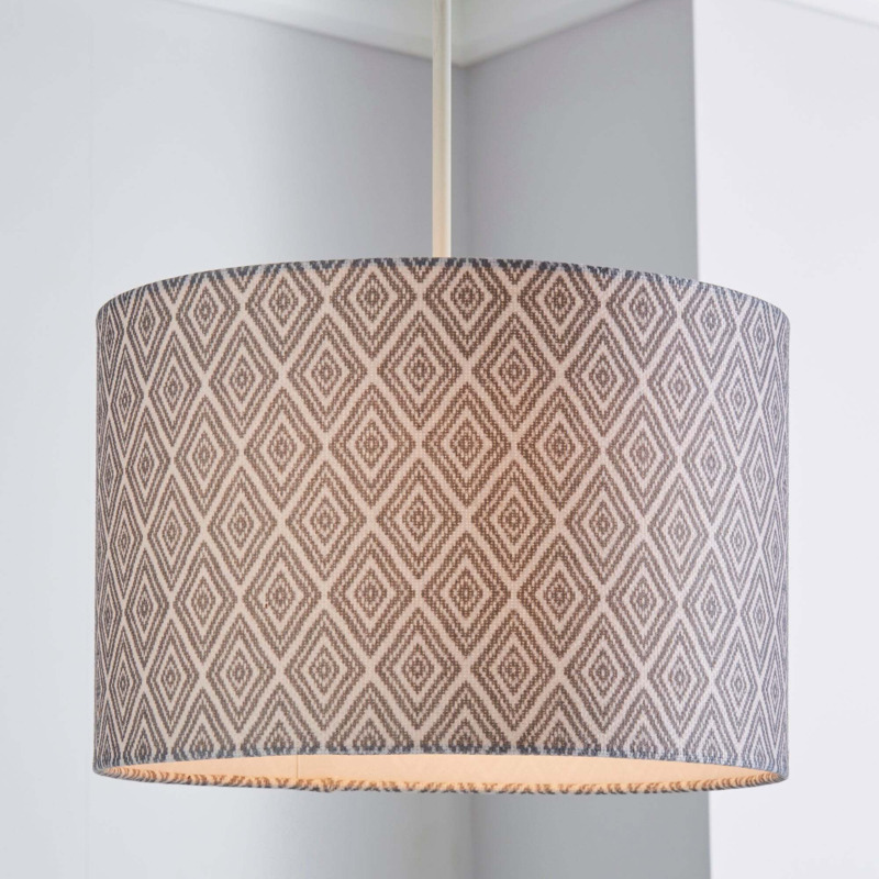 Oslo Drum Lamp Shade 30cm Grey Grey by Dunelm