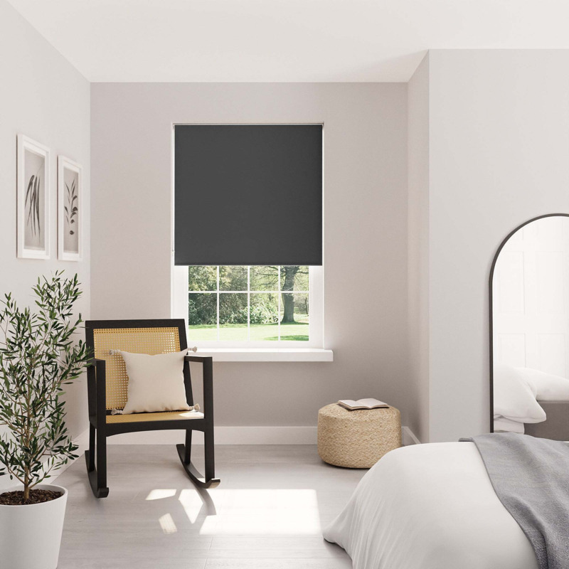 Charcoal Blackout Roller Blind Charcoal by Dunelm