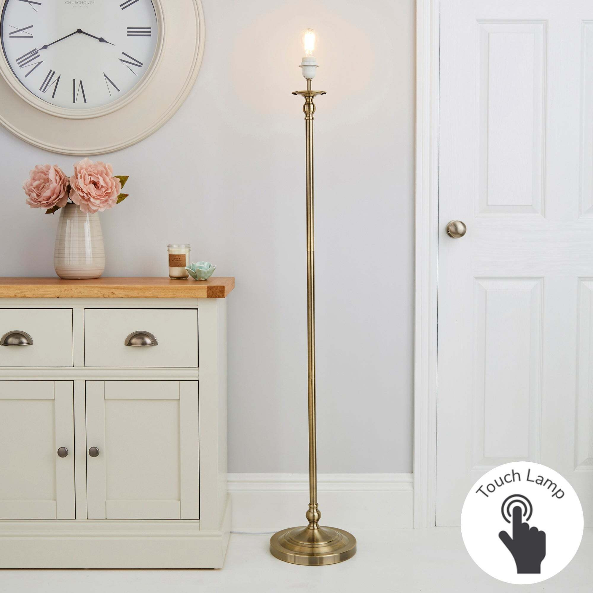 Irene Touch Antique Brass Floor Lamp Base Brass by Dunelm