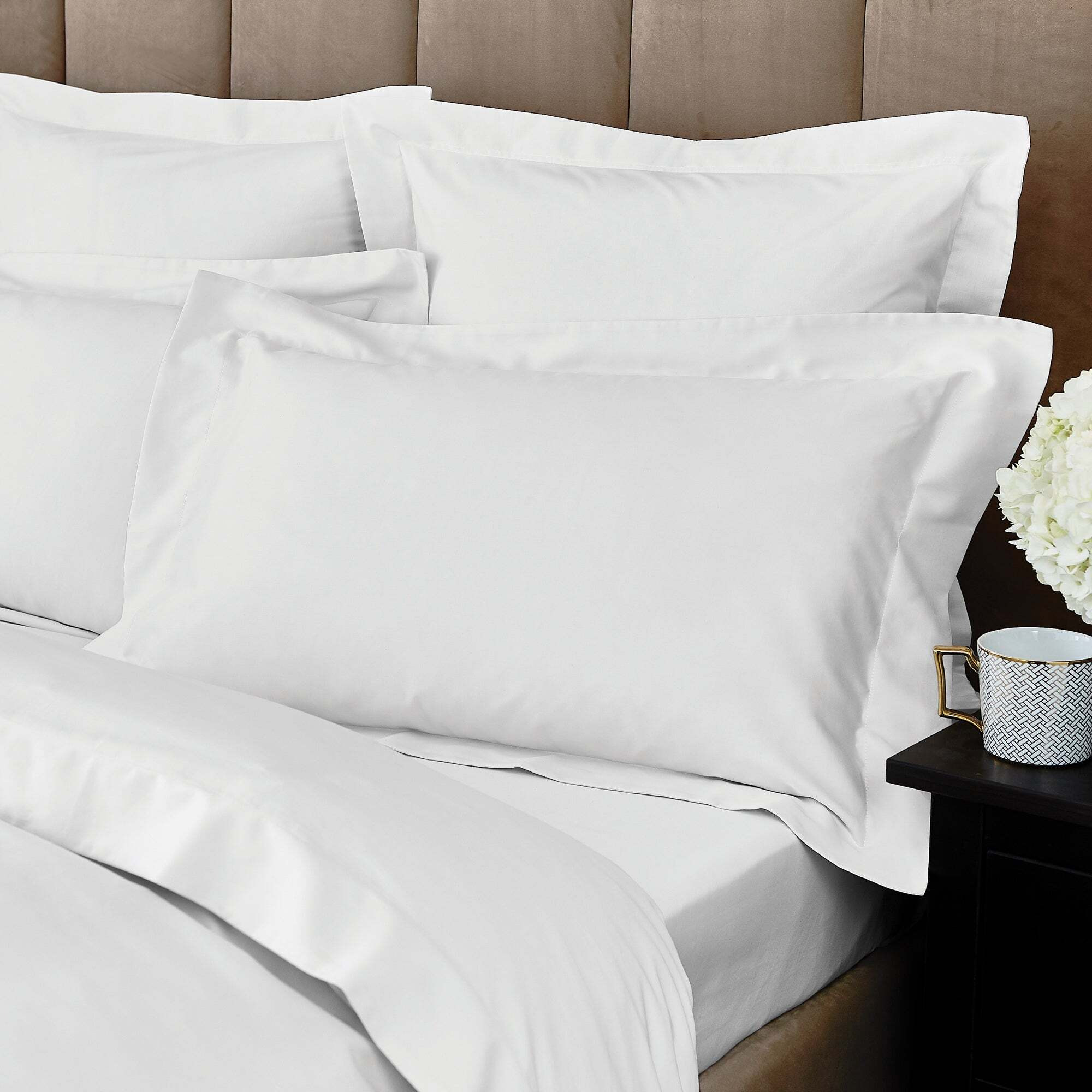 Hotel Cotton 230 Thread Count Sateen Oxford Pillowcase White by Dunelm