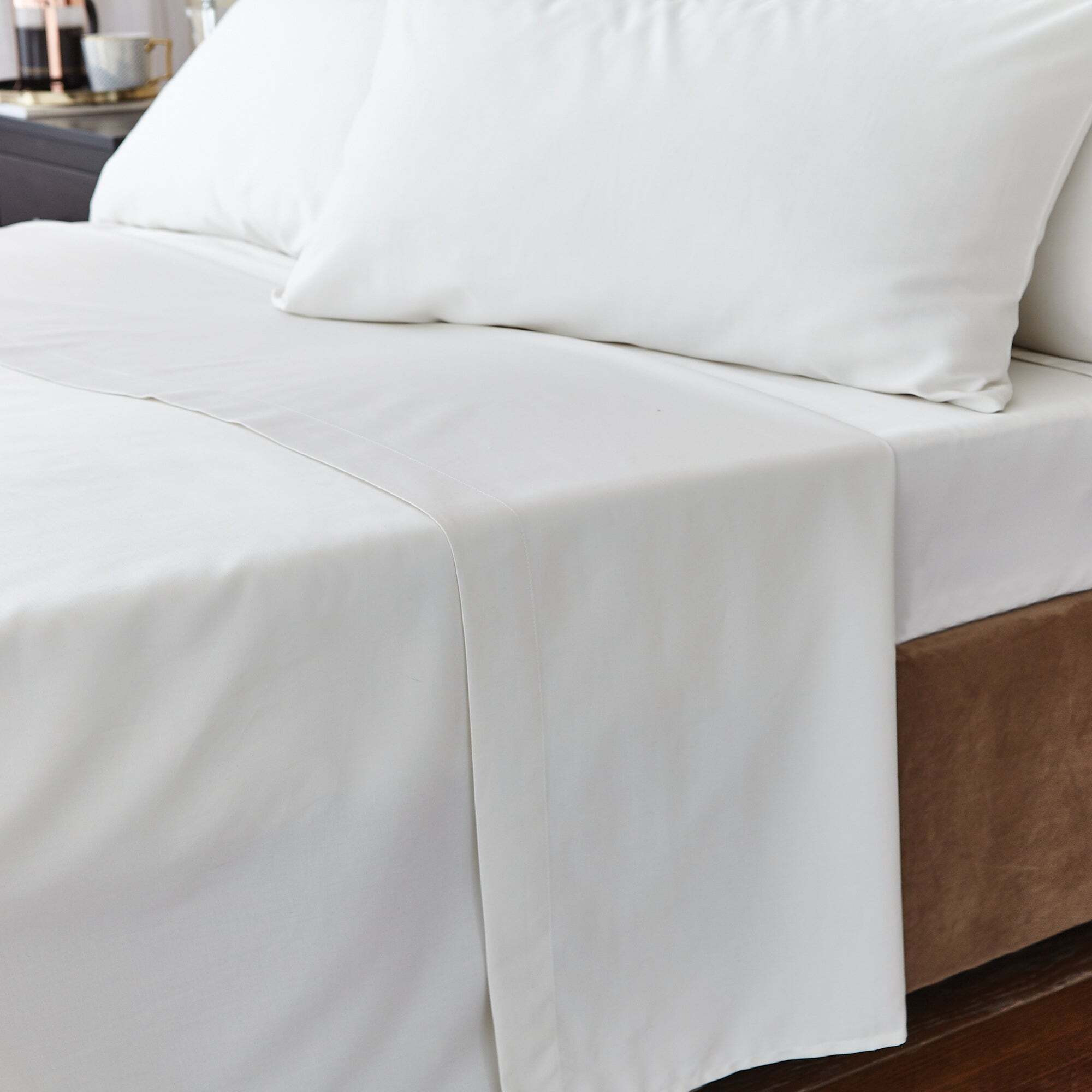 Hotel Cotton 230 Thread Count Sateen Flat Sheet Cream by Dunelm