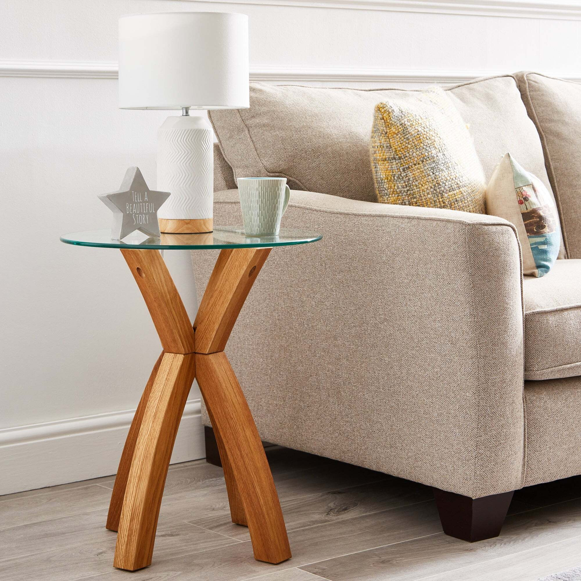Xavi Side Table Oak (Brown) by Dunelm | ufurnish.com