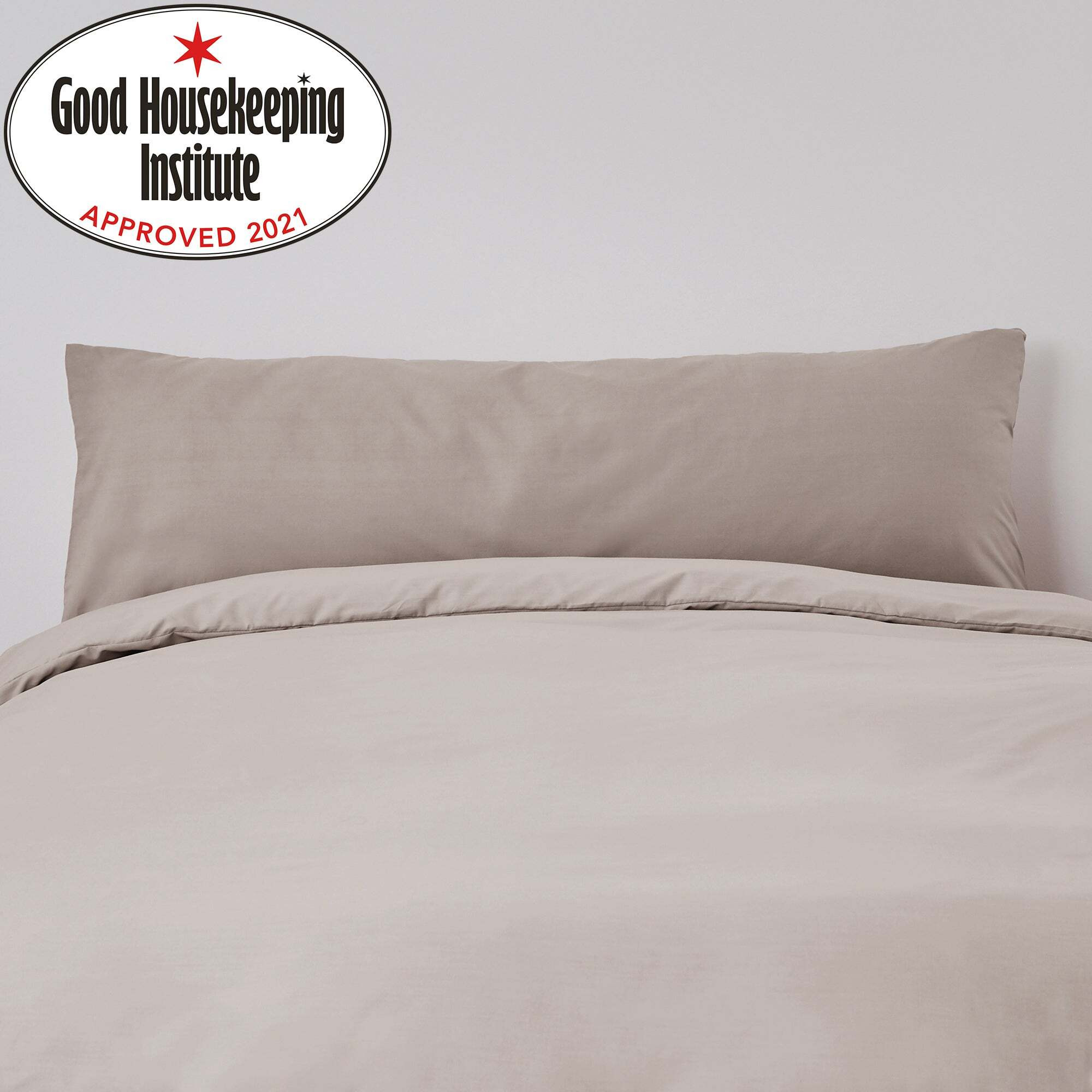 Non Iron Plain Dye Natural Large Bolster Pillowcase Natural by Dunelm