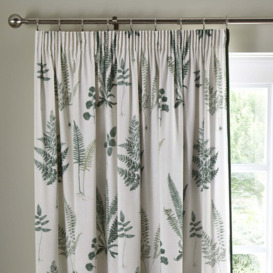 Fern Green Pencil Pleat Curtains Green and White