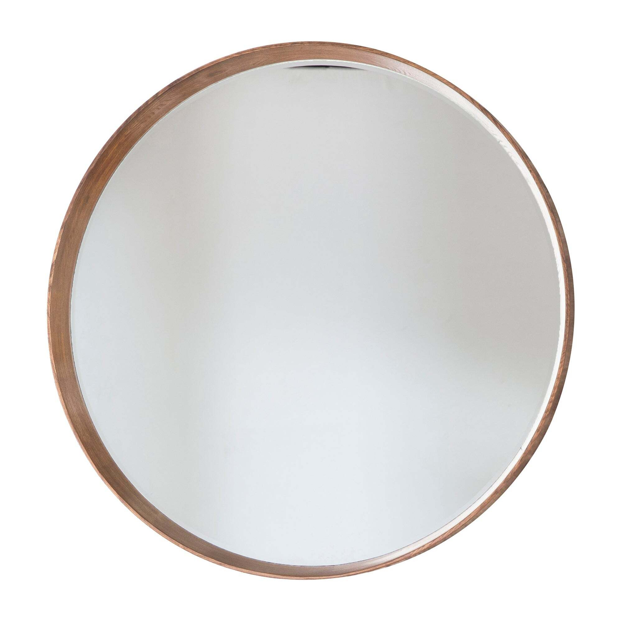 Sutton Round Oak Wall Mirror, 74cm Brown by Dunelm