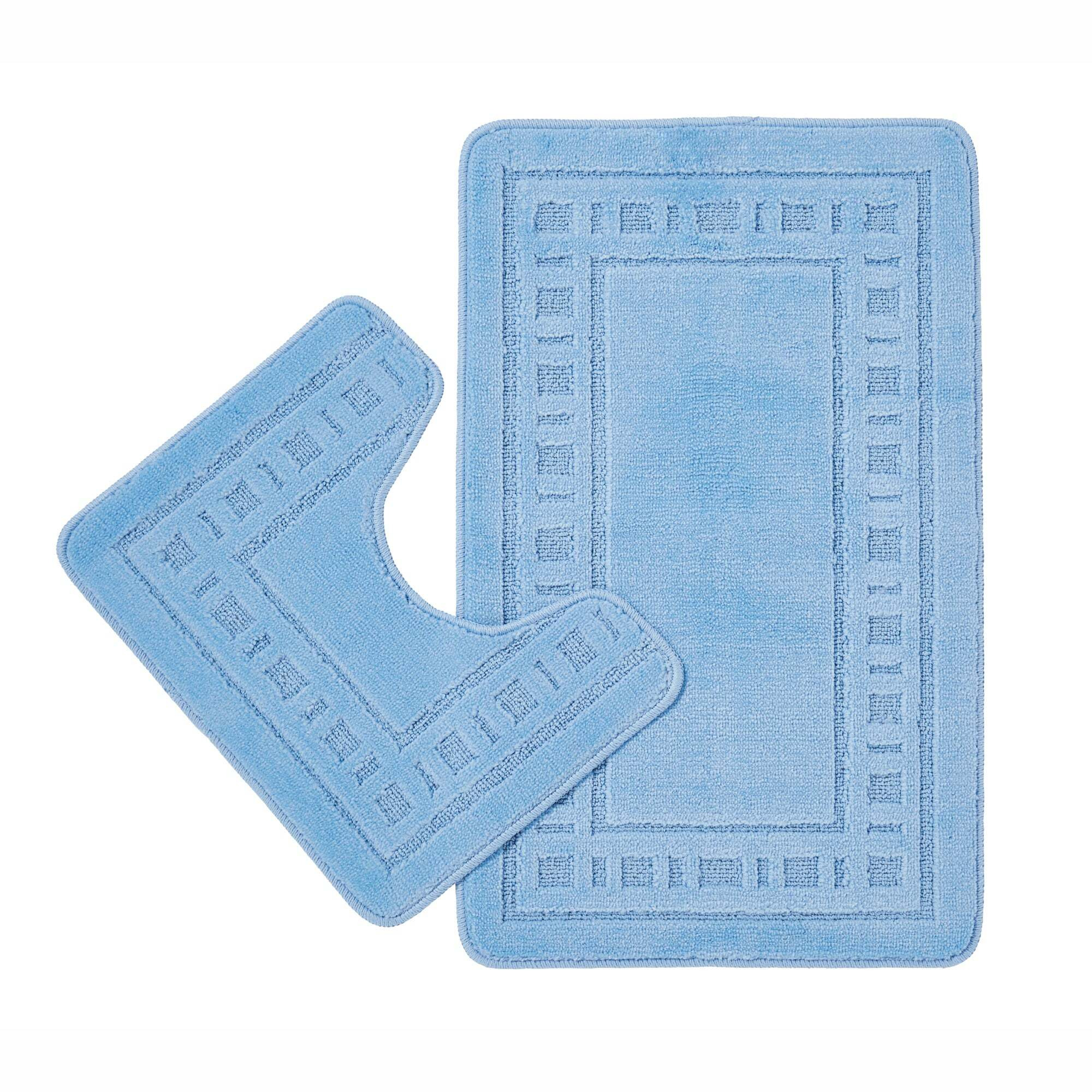 Catherine Lansfield Armoni Blue Bath and Pedestal Mat Set Blue by