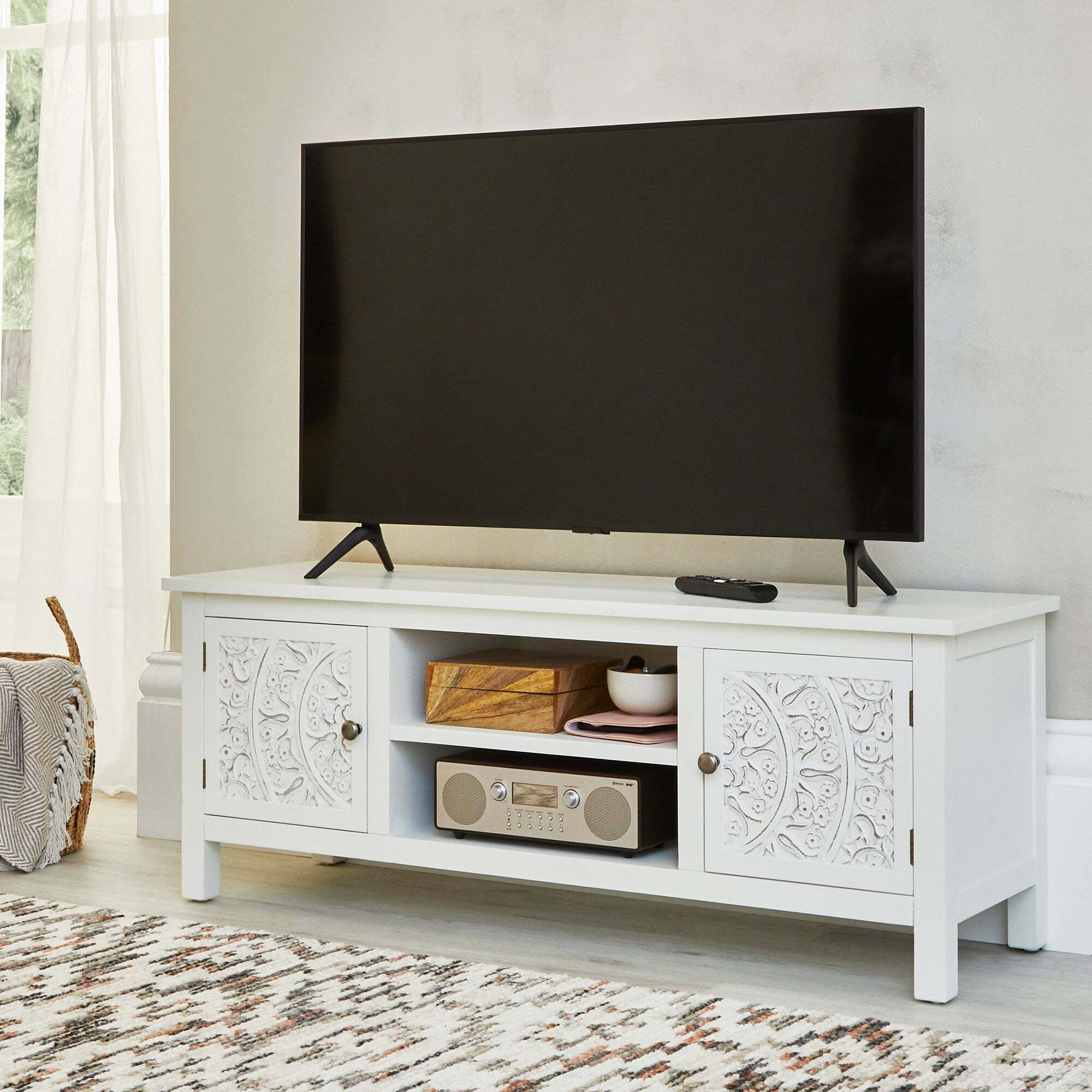 Samira TV Stand White by Dunelm