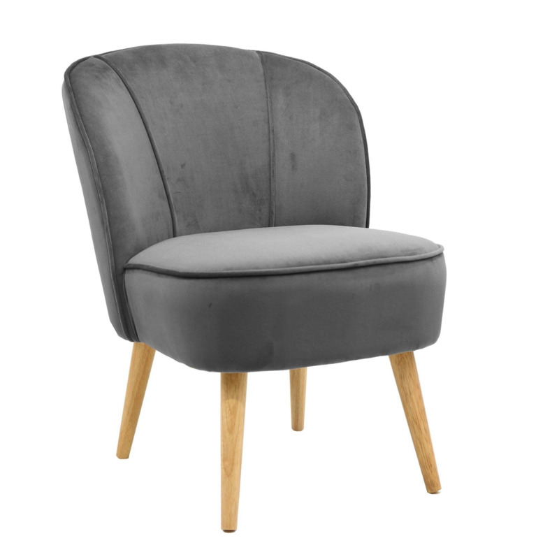 Elsie Velvet Chair Grey by Dunelm