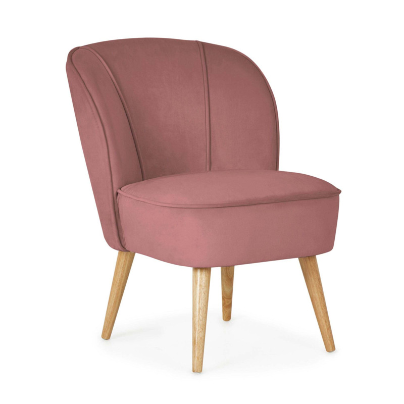 Elsie Velvet Chair Pink by Dunelm