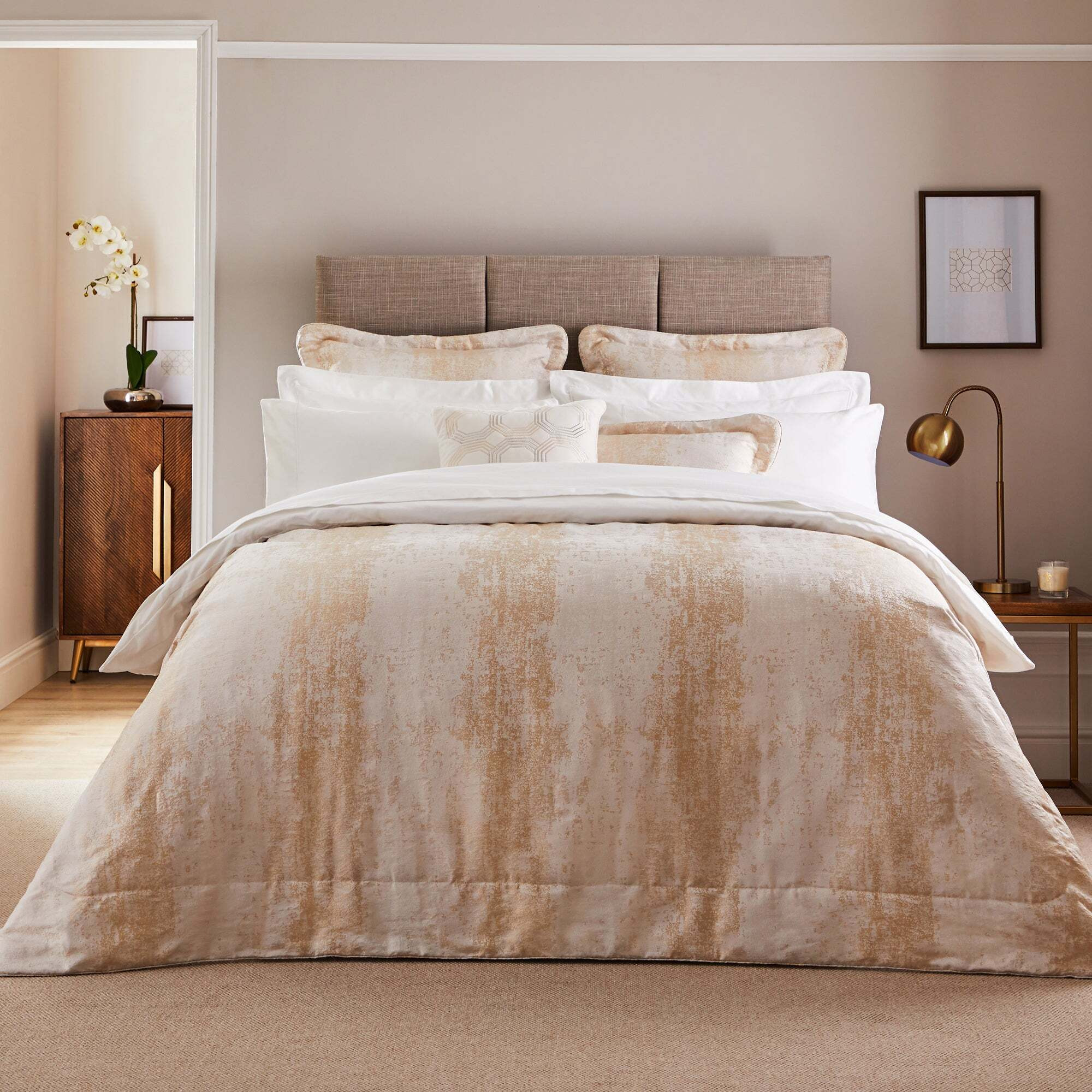 Dorma Purity Corinthia Bedspread Gold by Dunelm
