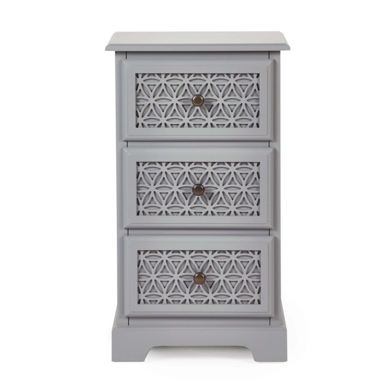 Carys 3 Drawer Bedside Table Grey by Dunelm