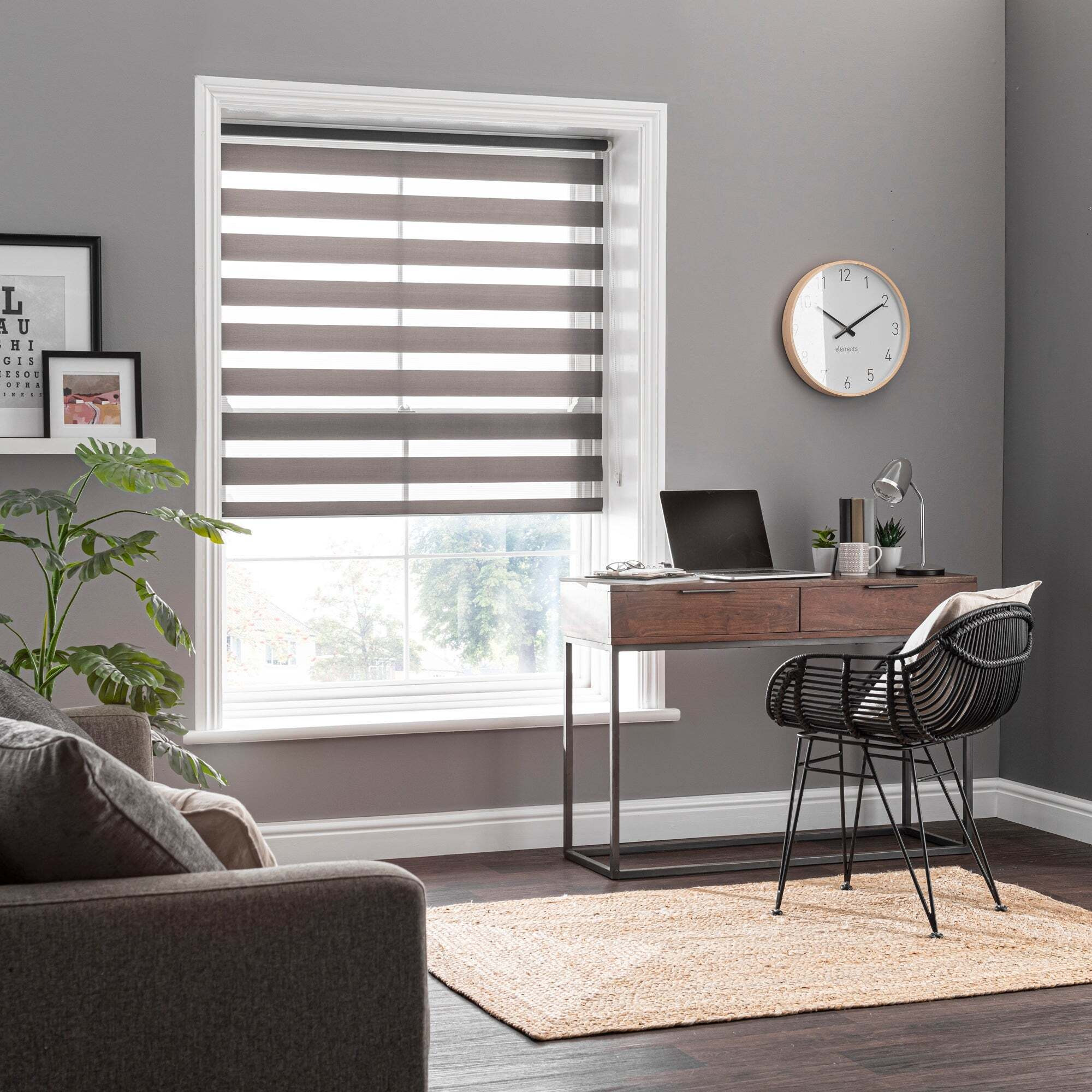 Day and Night Grey Daylight Roller Blind Grey by Dunelm