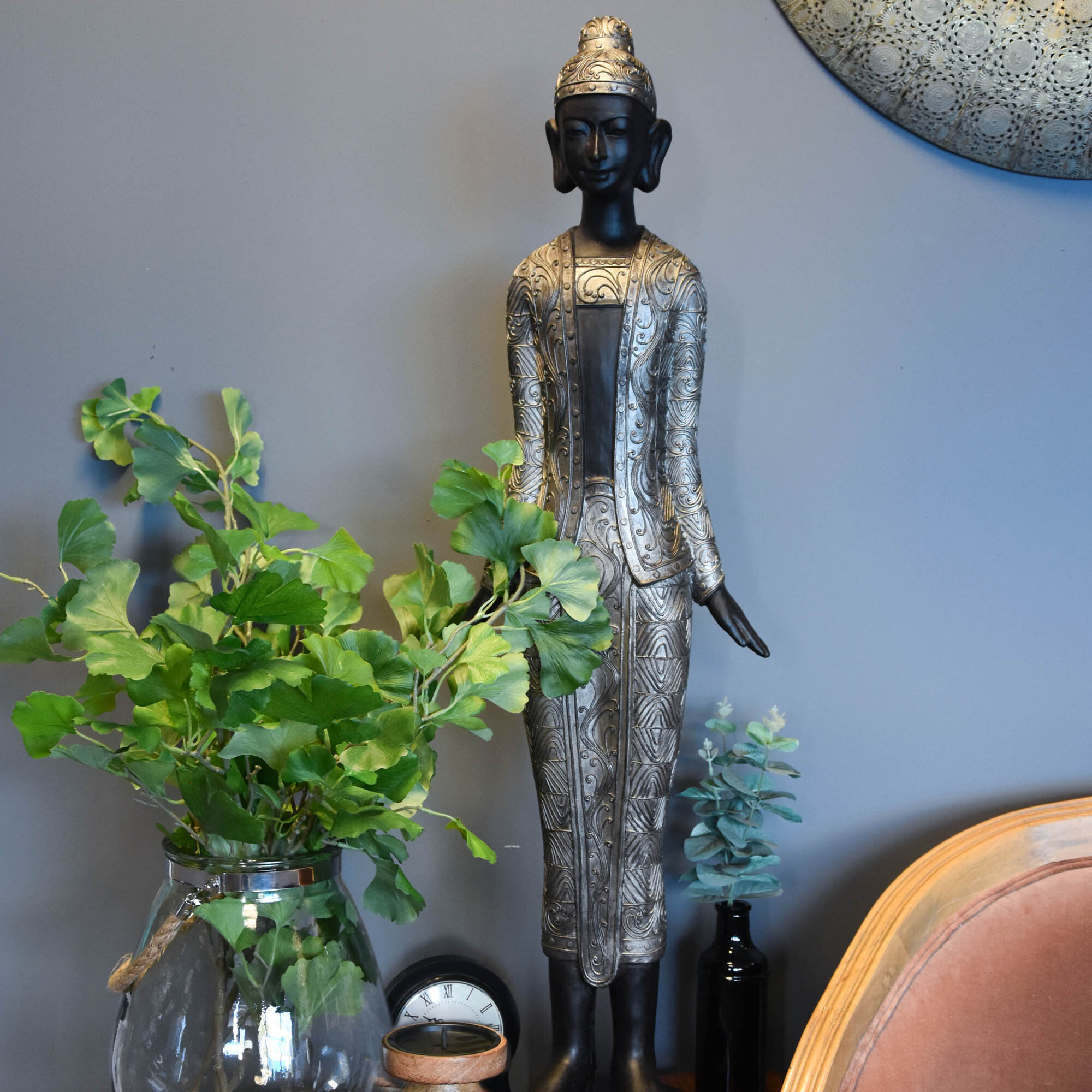 Standing Buddha Statue Silver by Dunelm