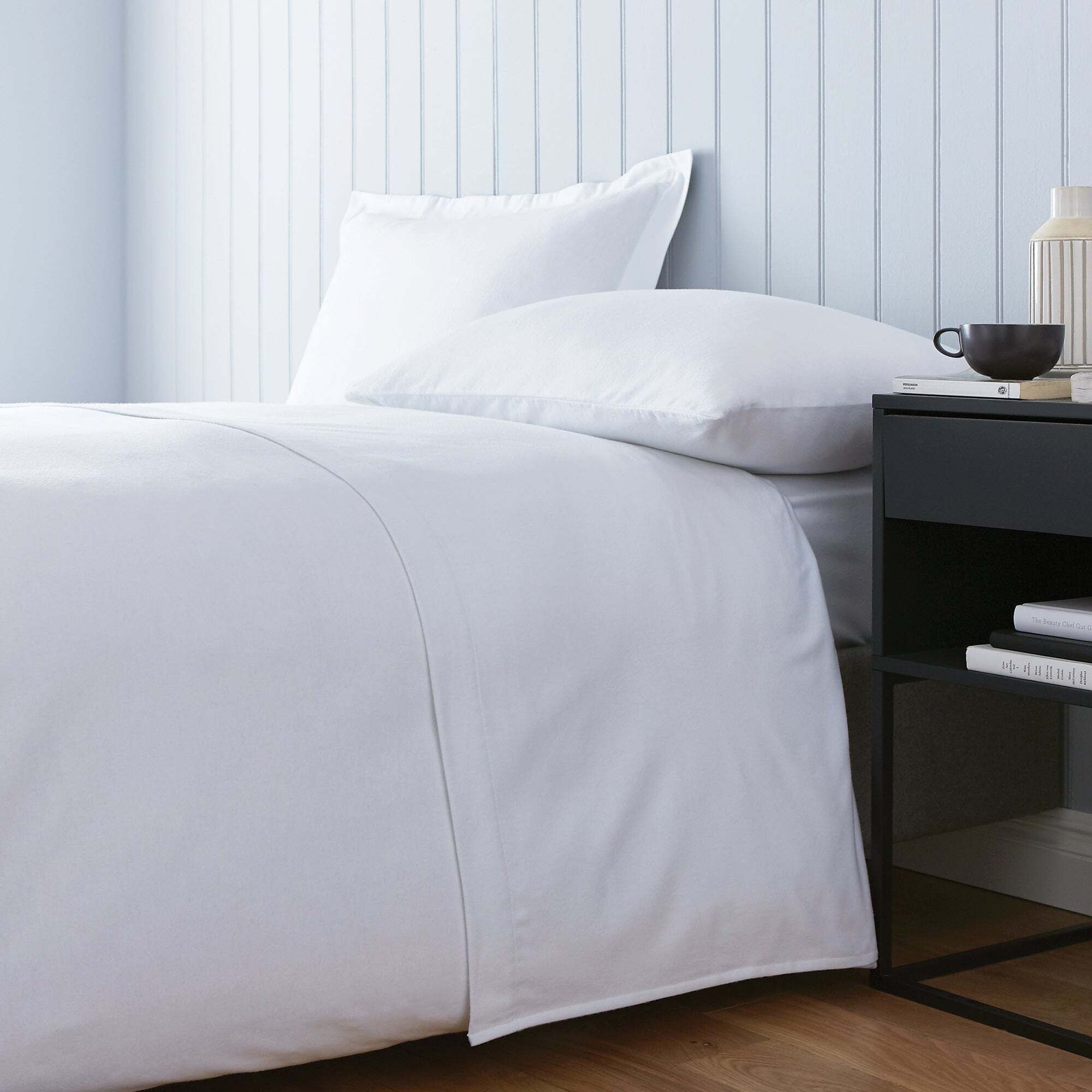 Soft & Cosy Luxury Brushed Cotton Flat Sheet White by Dunelm