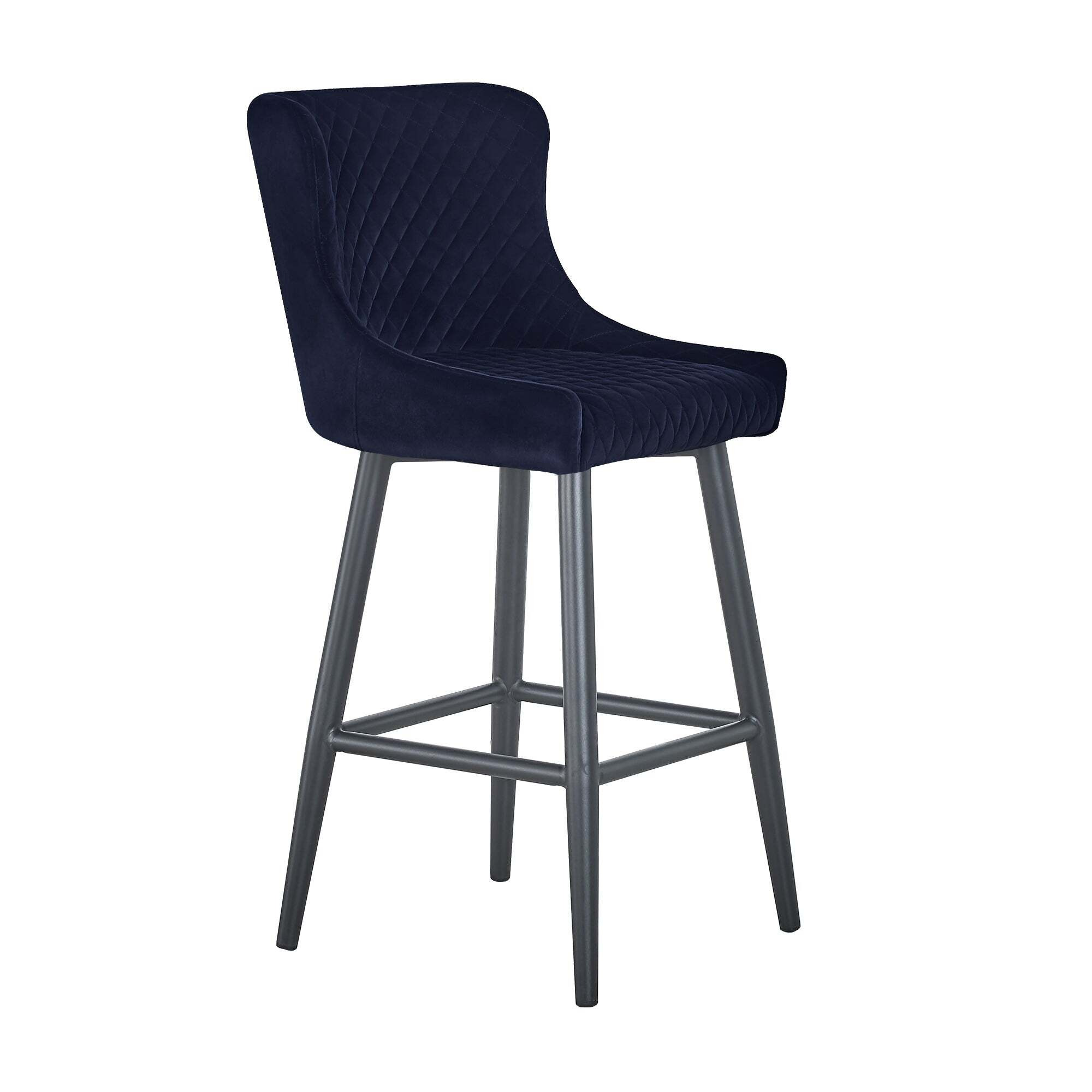 Montreal Counter Height Bar Stool, Velvet Blue by Dunelm