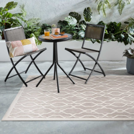 Mendoza Natural Geometric Indoor Outdoor Rug Brown and White