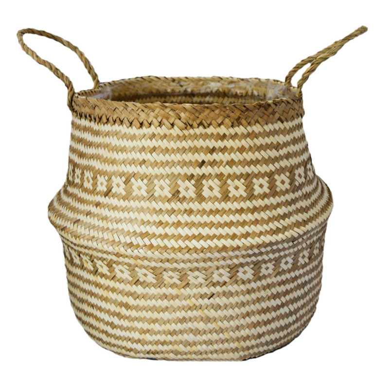 Small Seagrass Tribal White Lined Basket White by Dunelm