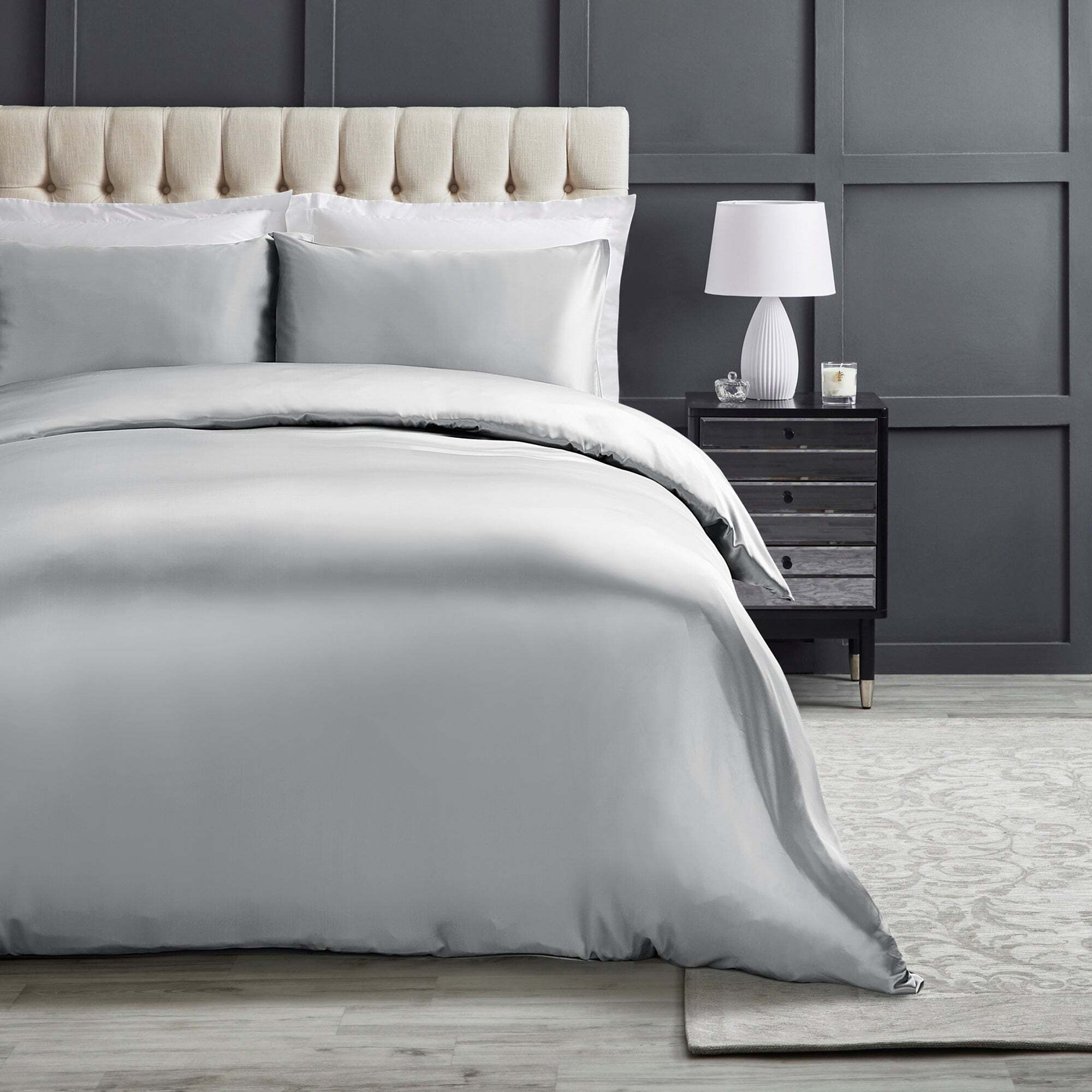 Dorma Silver 100 Silk Duvet Cover Grey by Dunelm