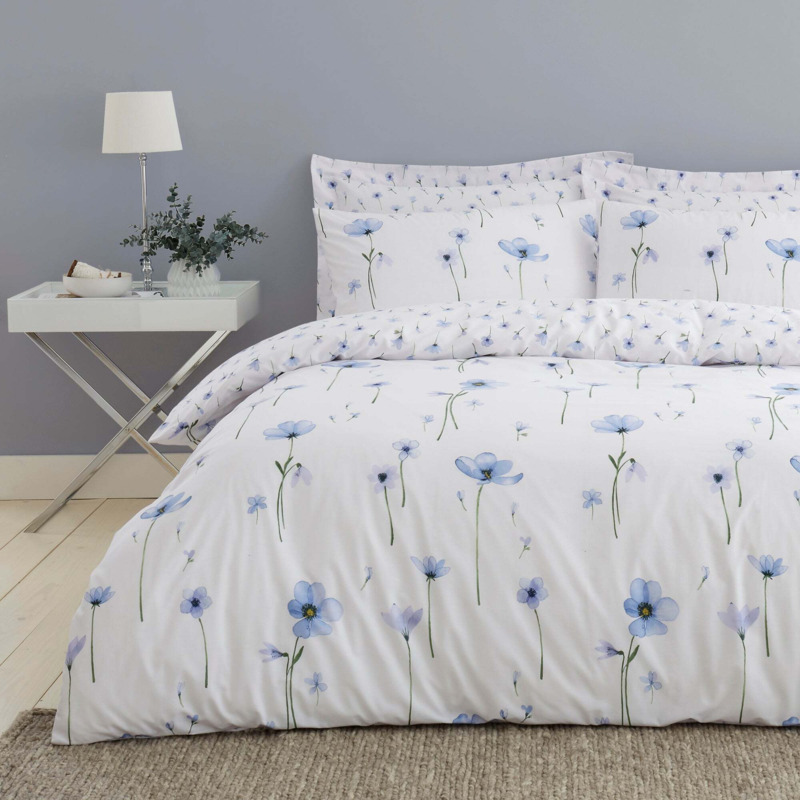 Pinnacle Flannel Reversible Duvet Cover Set in Blue