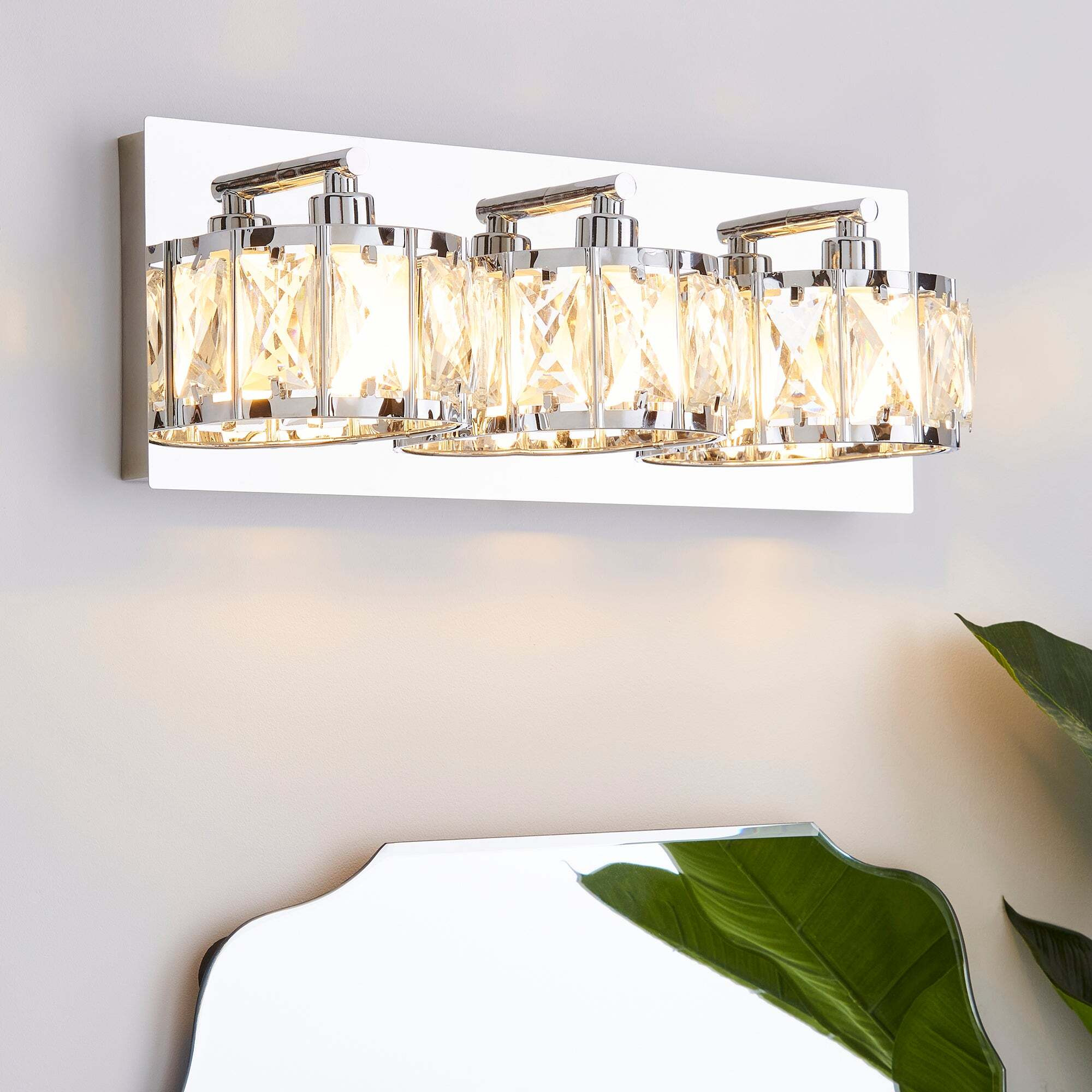 Kylie Bathroom 3 Light Wall Light Chrome by Dunelm
