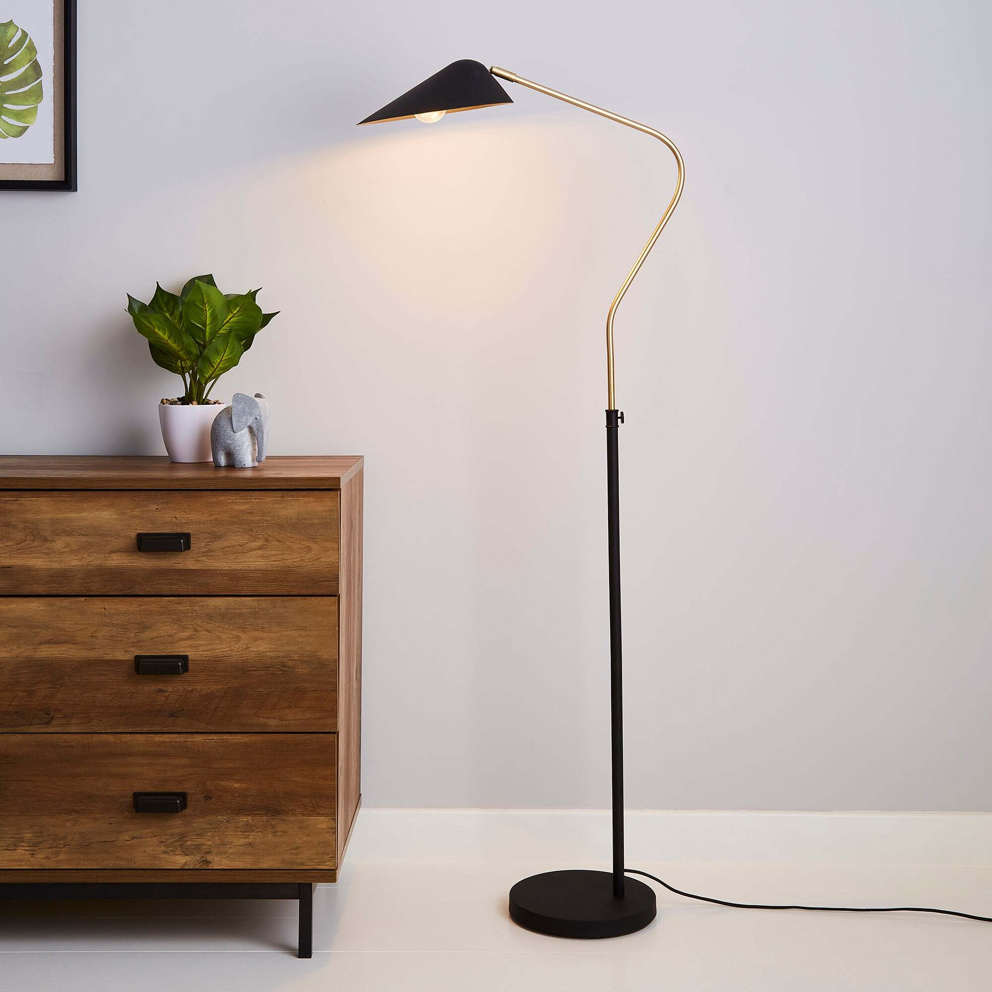 Savona Floor Lamp Black Black by Dunelm