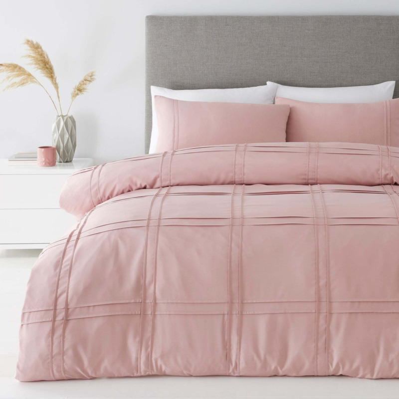 Denver Blush Pintuck Duvet Cover and Pillowcase Set Blush (Pink) by