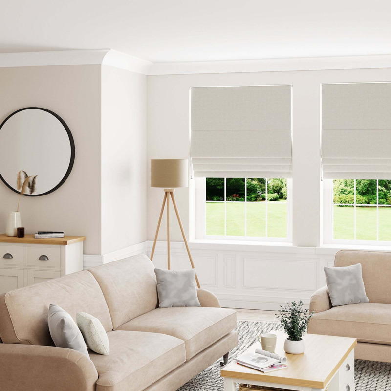 Metropolitan Natural Cut to Size Roman Blind Brown by Dunelm