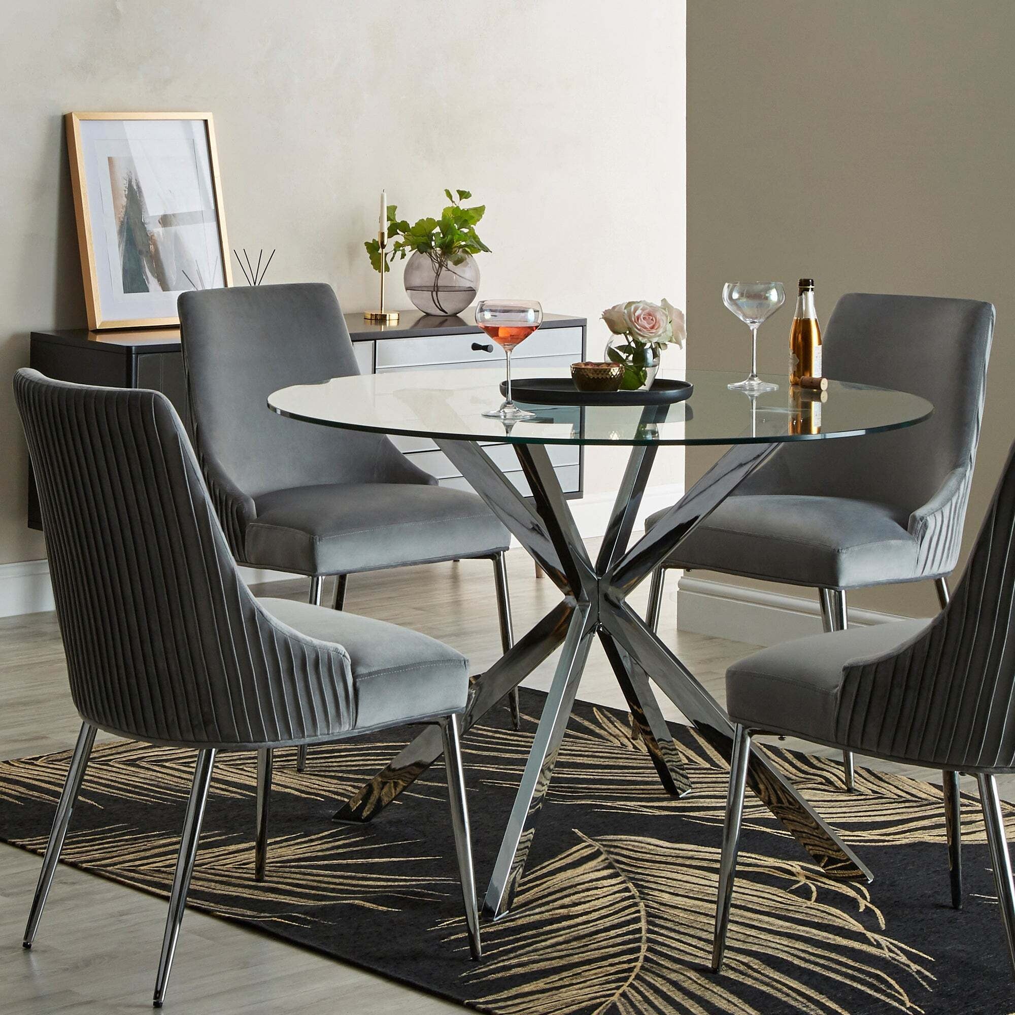 Peyton Dining Chair, Velvet Grey by Dunelm