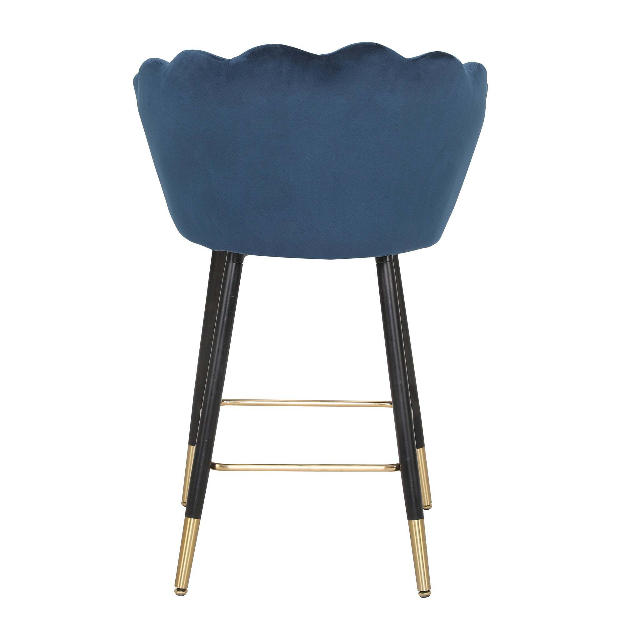 Vivian Counter Height Bar Stool, Velvet Dark Blue by Dunelm