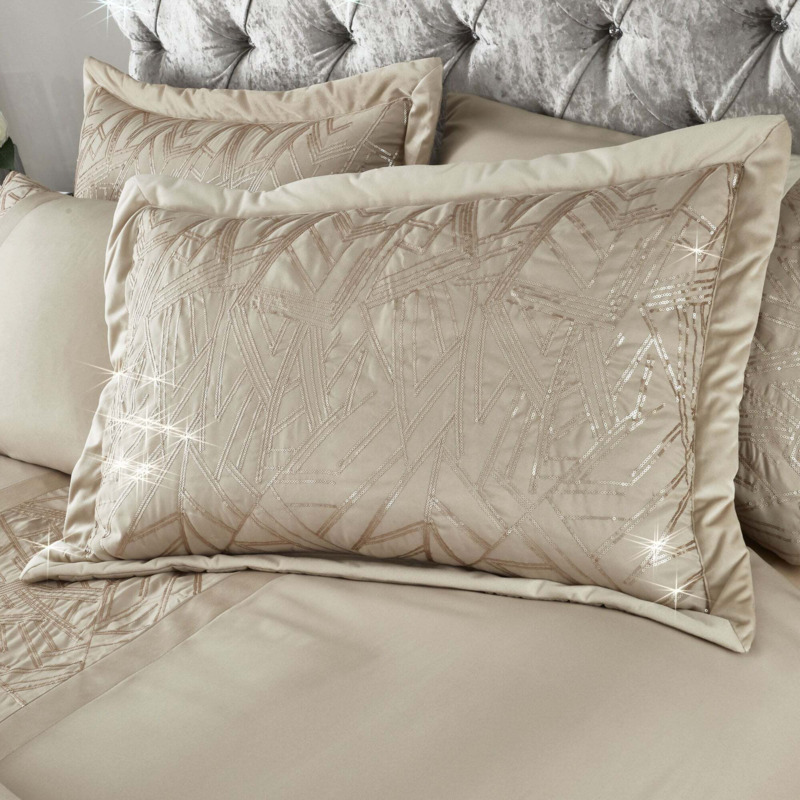 Catherine Lansfield Velvet Sparkle Champagne Pillowsham Pair Beige by