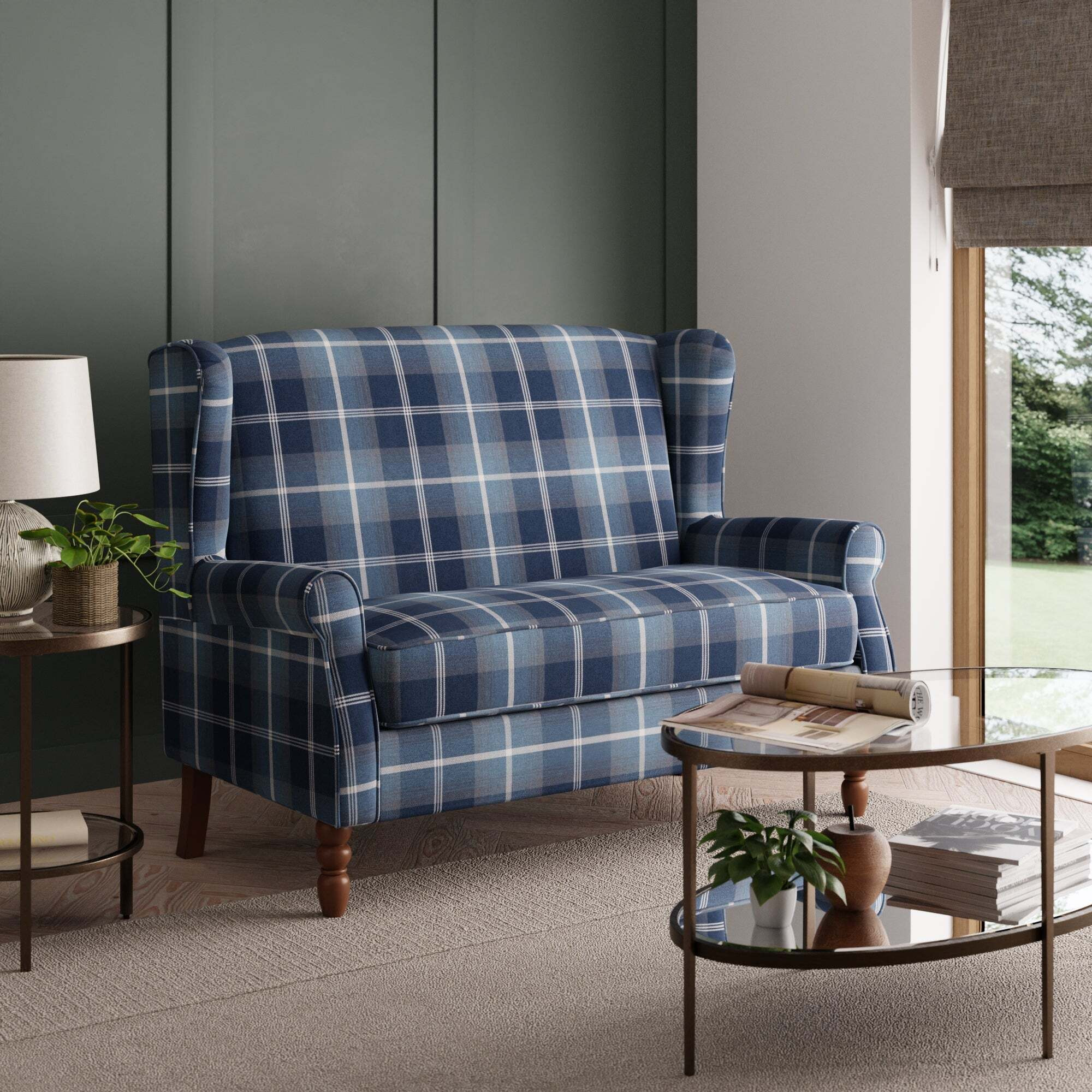 Oswald Small 2 Seater Sofa Navy Blue by Dunelm | uFurnish.com