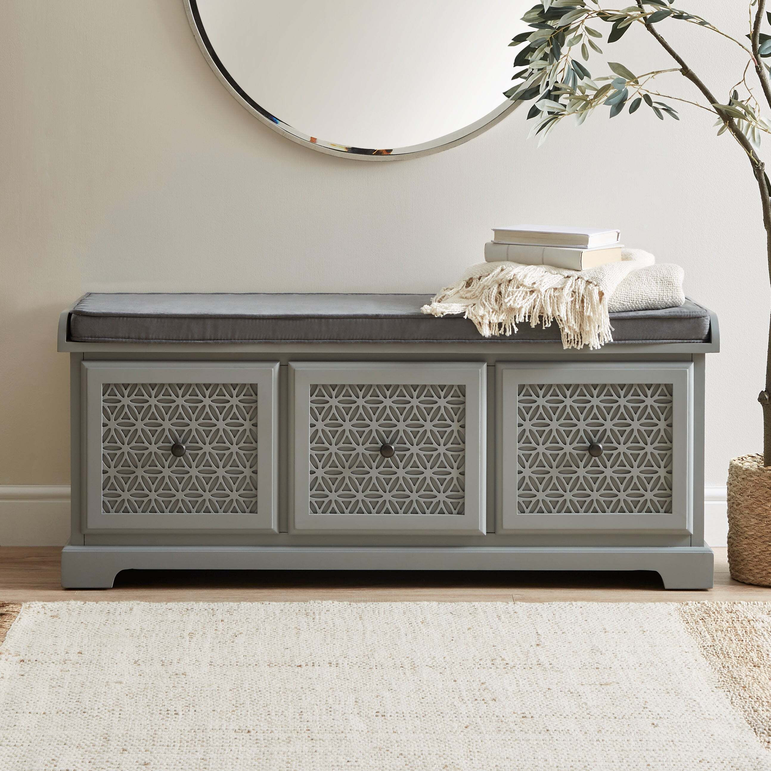 Carys Storage Bench Grey by Dunelm