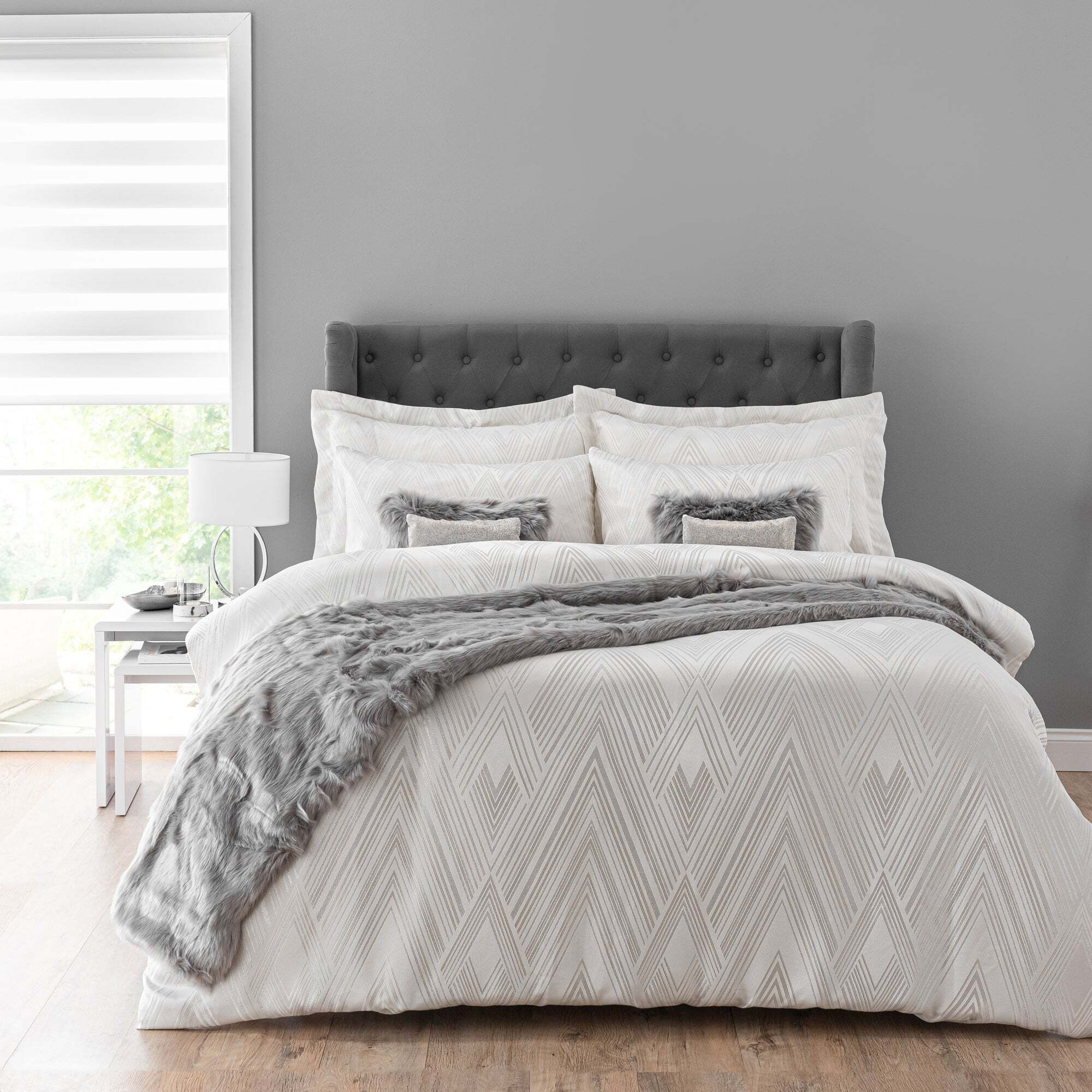 Astaire Silver Jacquard Duvet Cover and 