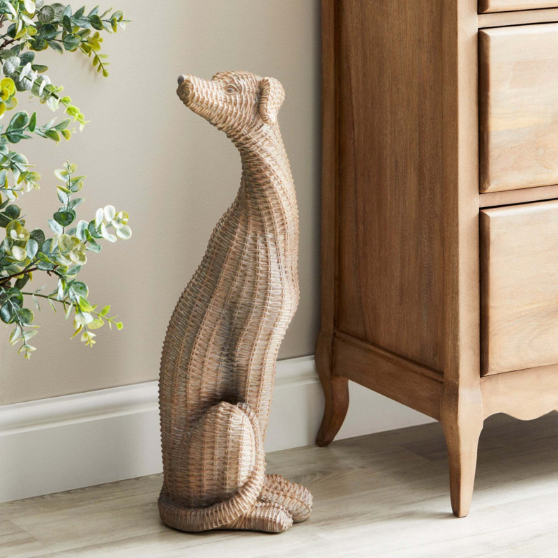 Churchgate Resin Wicker Greyhound 60cm Brown by Dunelm