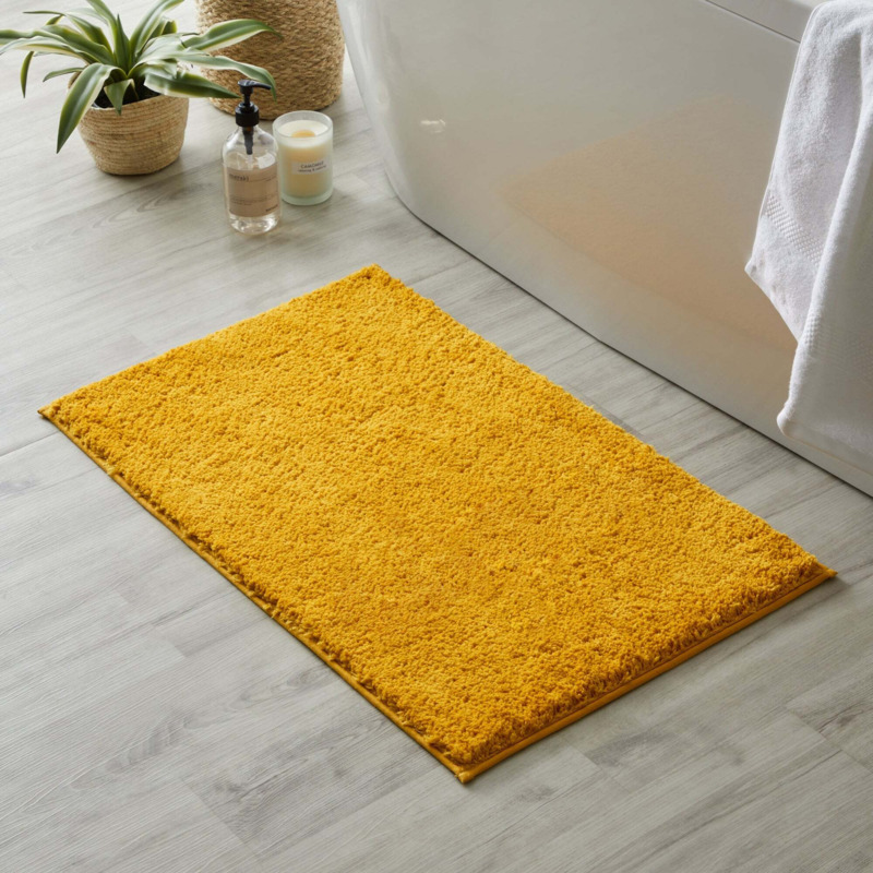 Ultimate Ochre 100 Recycled Polyester Anti Bacterial Bath Mat Yellow