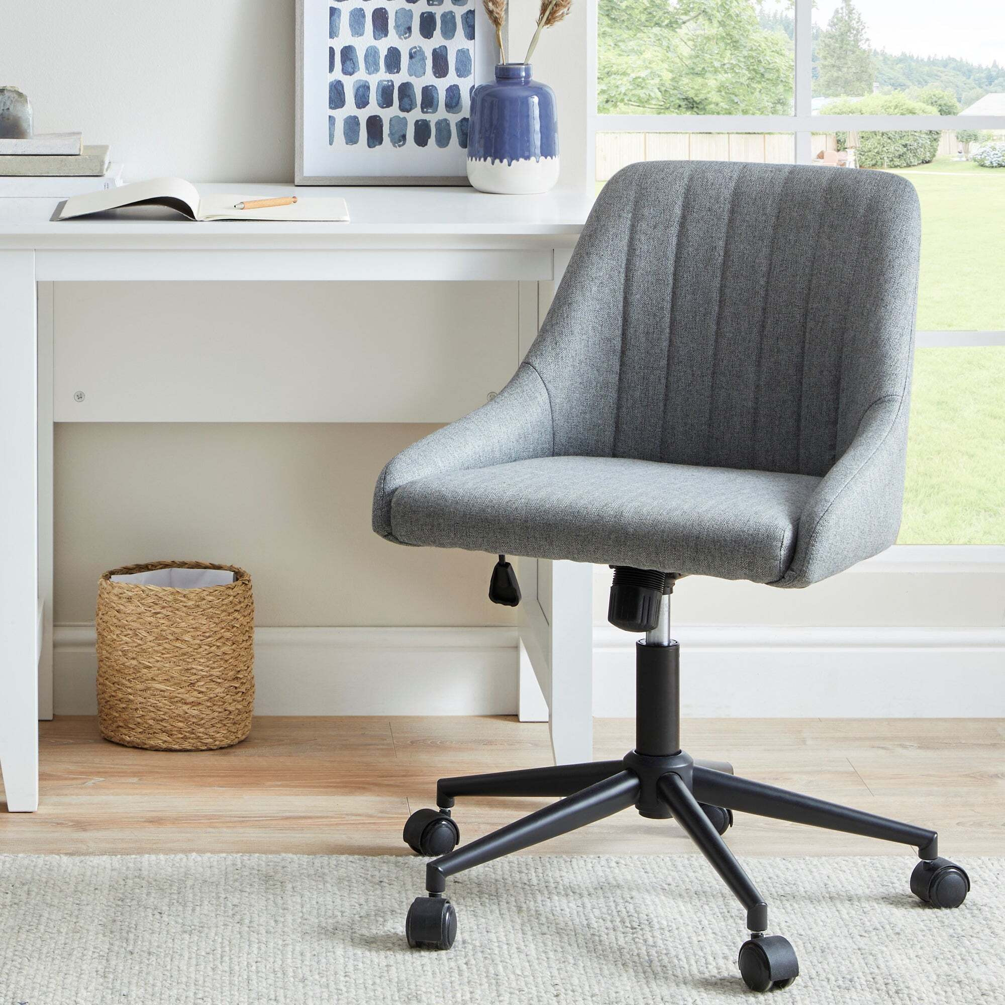 Kenton Herringbone Office Chair Grey by Dunelm