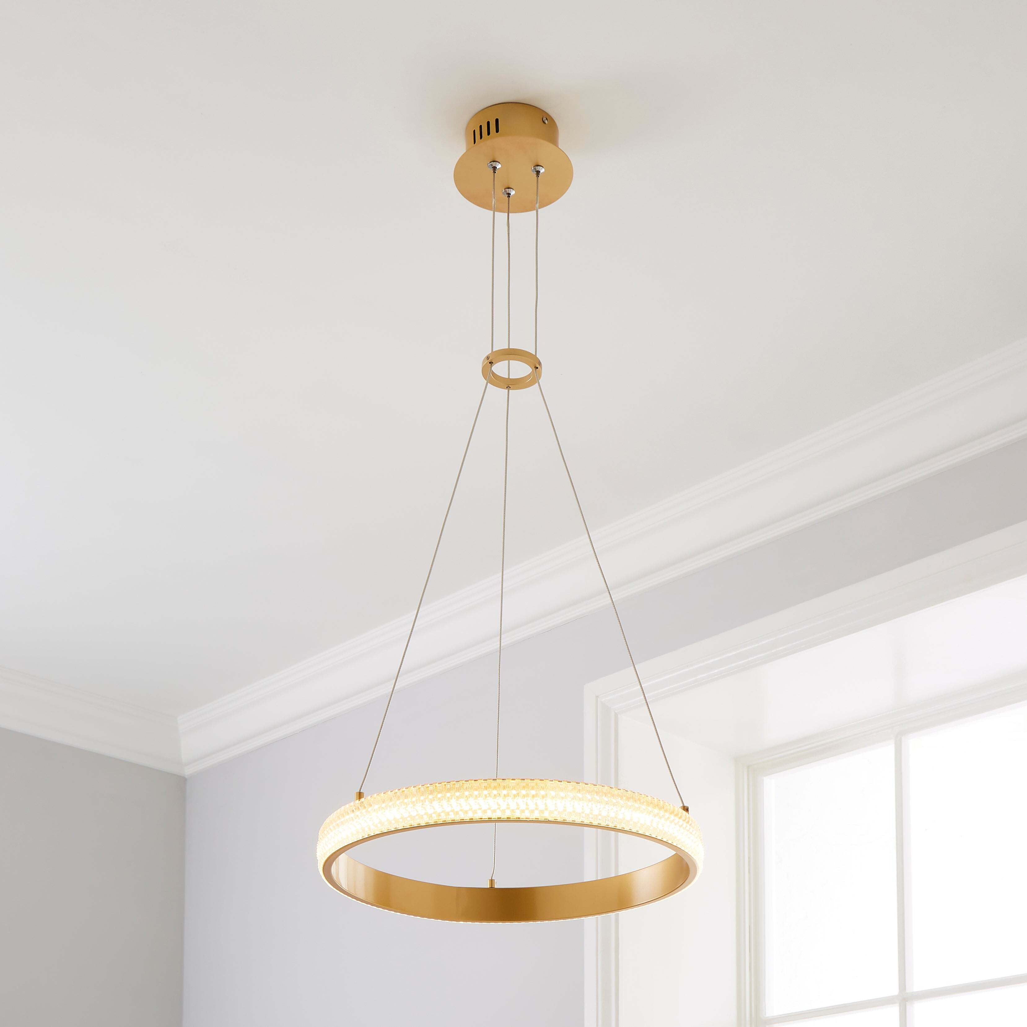 Hotel Harrogate 1 Light Integrated LED Ceiling Fitting Gold by Dunelm