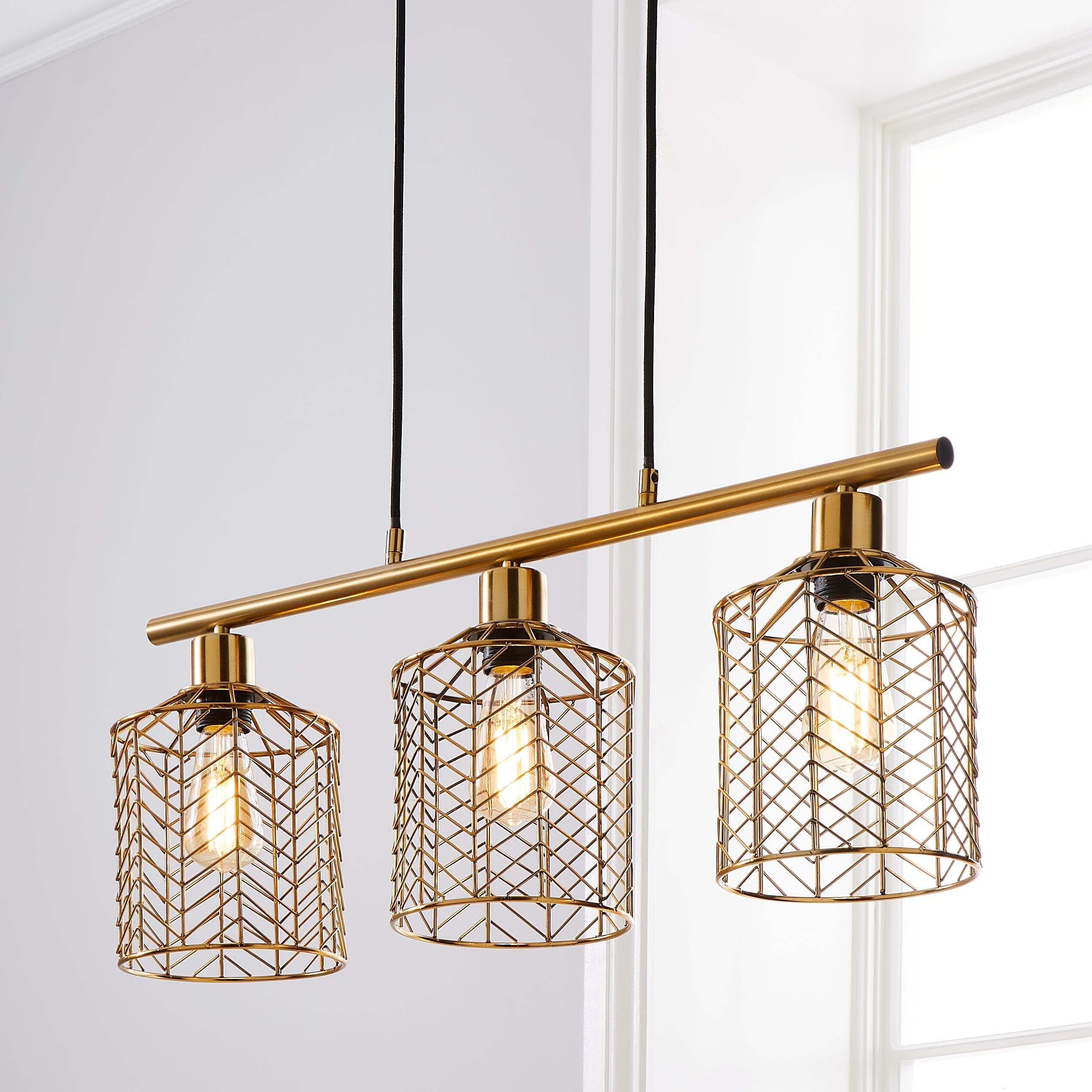 Siena 3 Light Diner Ceiling Fitting Gold by Dunelm