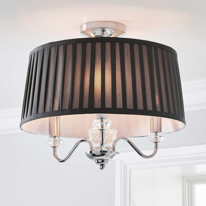 Dorma Genevieve 3 Light Semi Flush Fitting Chrome by Dunelm