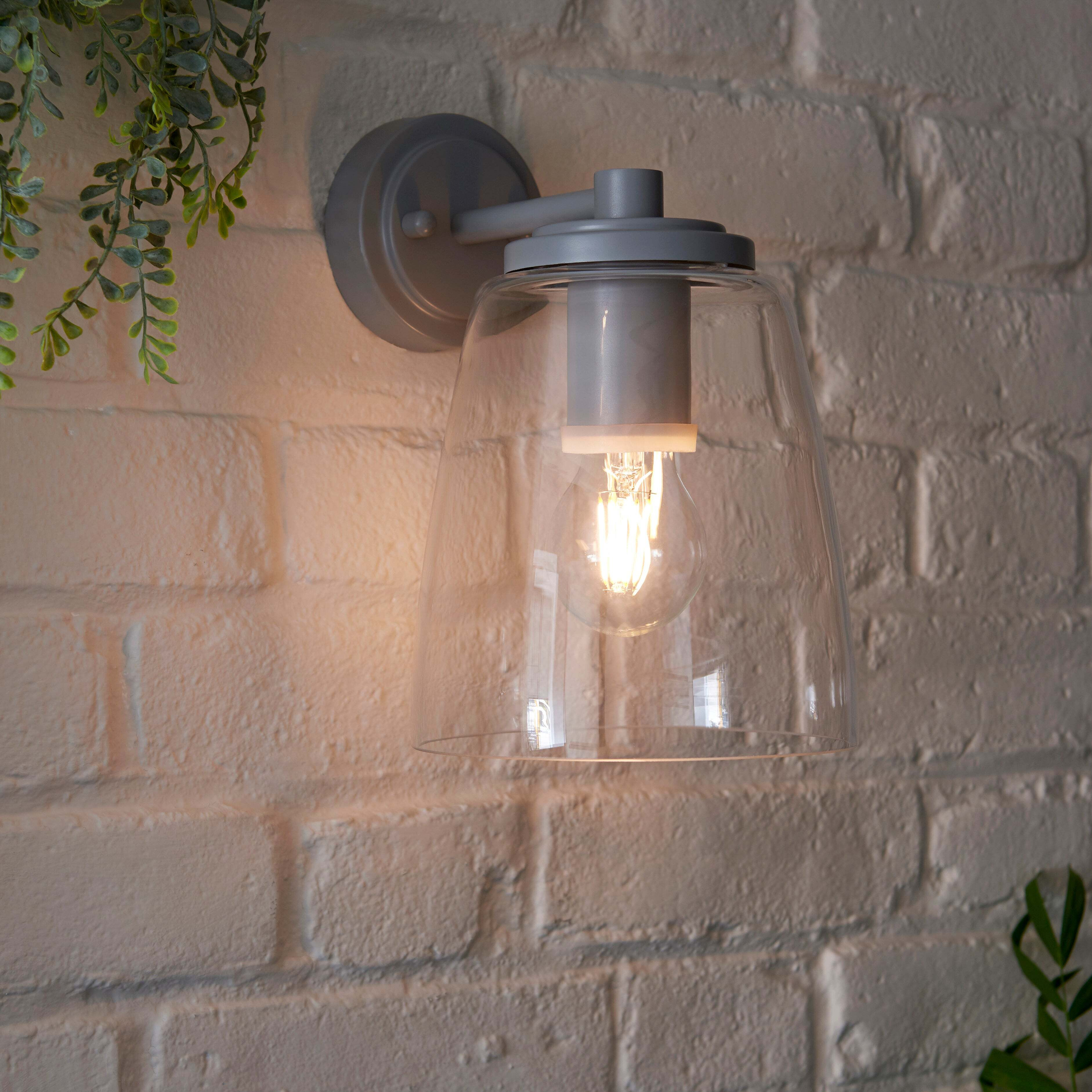 Hickory Outdoor Wall Light Grey by Dunelm | ufurnish.com