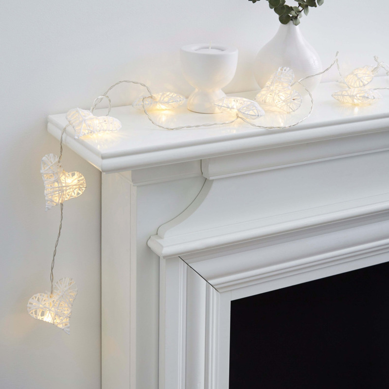 String Light Wicker Wicker Hearts String Lights White by Dunelm | ufurnish.com