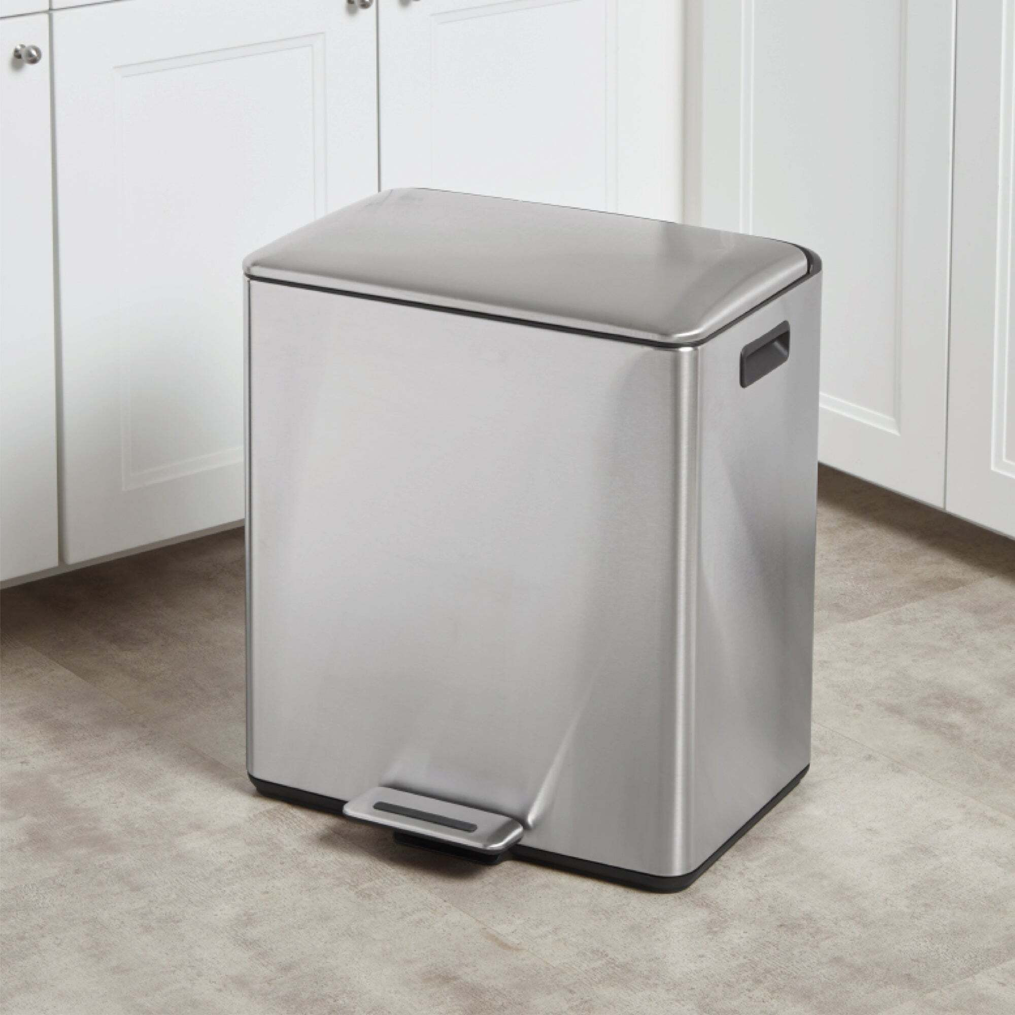15L 25L Twin Recycle Bin with Soft Close Pedal Bin Stainless Steel by