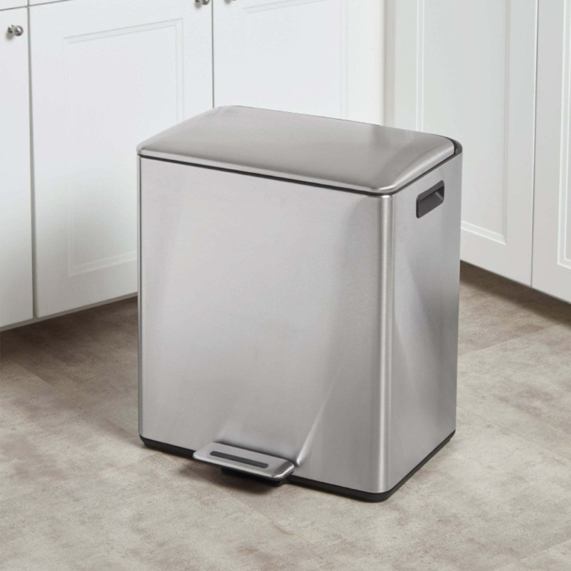 15L 25L Twin Recycle Bin with Soft Close Pedal Bin Stainless Steel by