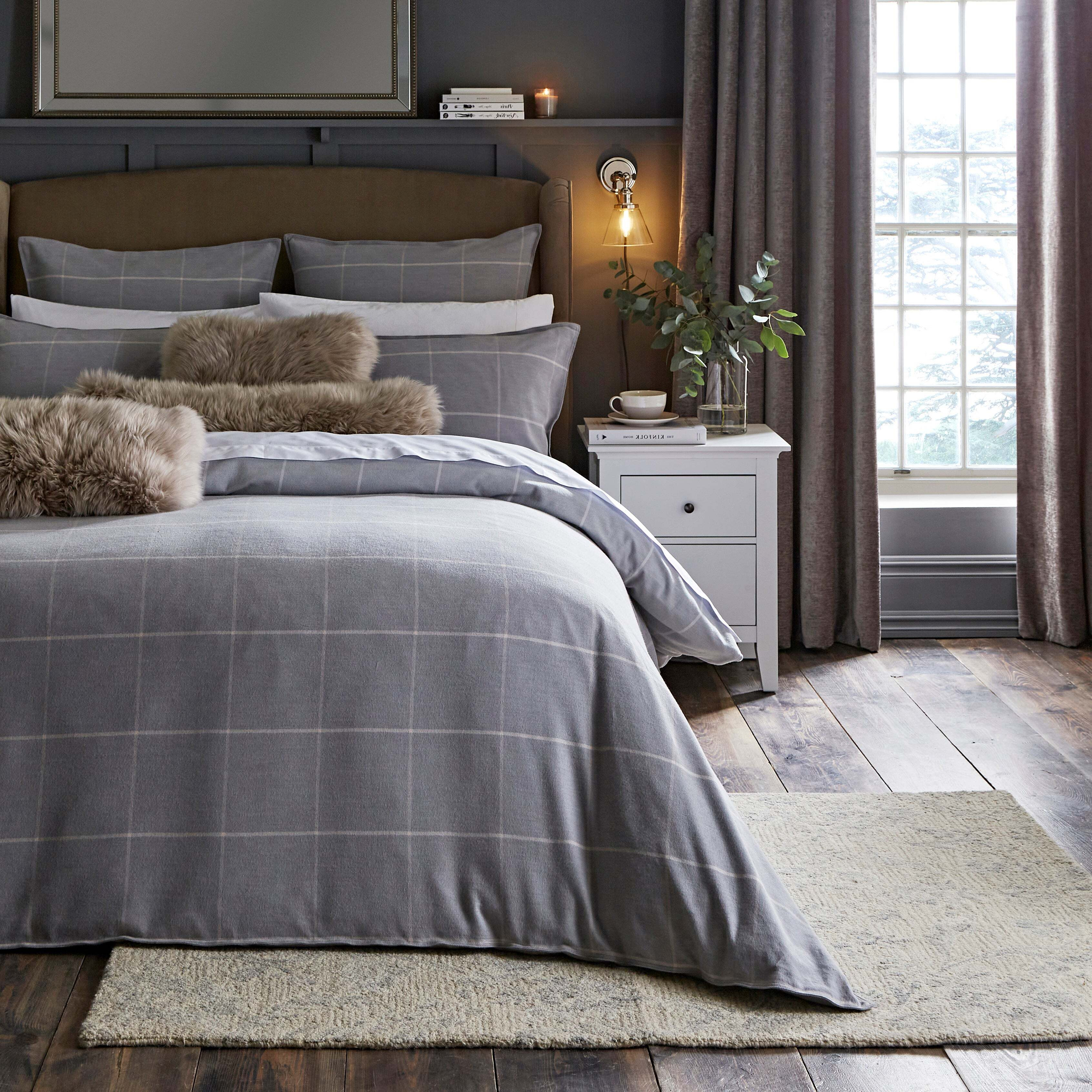 Dorma Purity Check 100 Brushed Cotton Duvet Cover and Pillowcase Set
