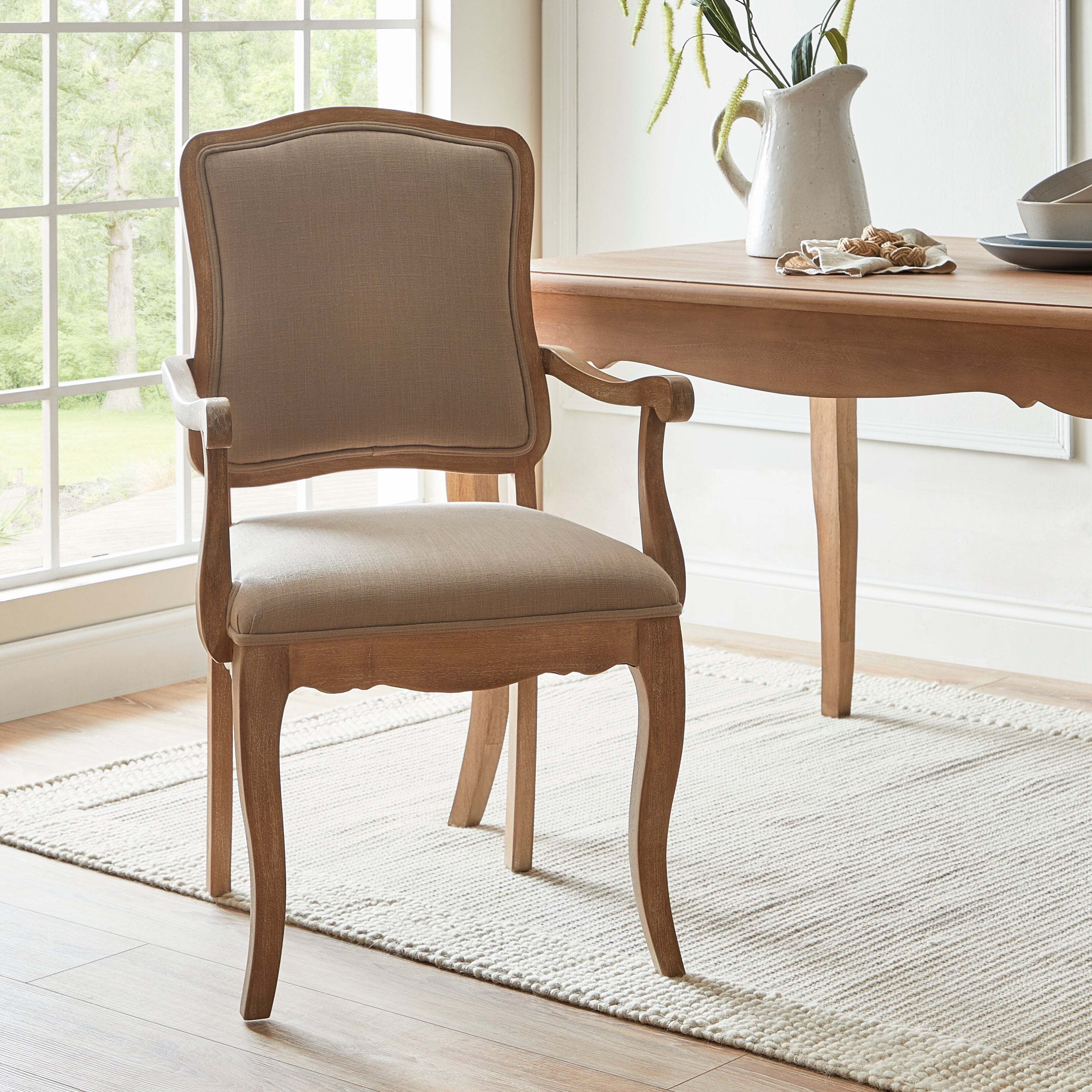Giselle Carver Dining Chair, Mango Wood Natural by Dunelm