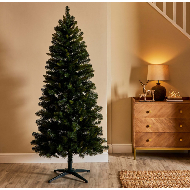 6ft Slim Western Pine Christmas Tree Green by Dunelm