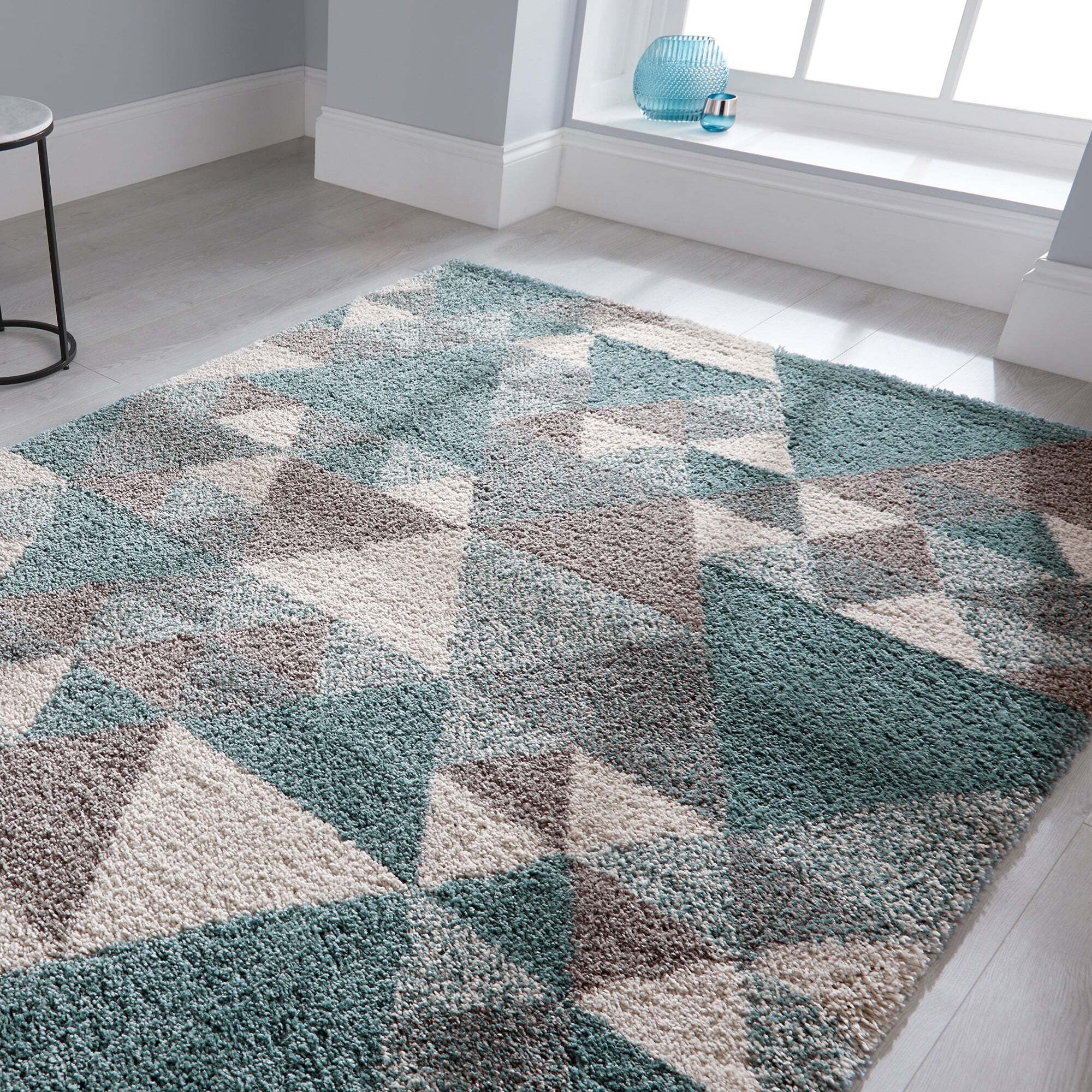 Nuru Berber Rug Blue/Cream/Grey by Dunelm