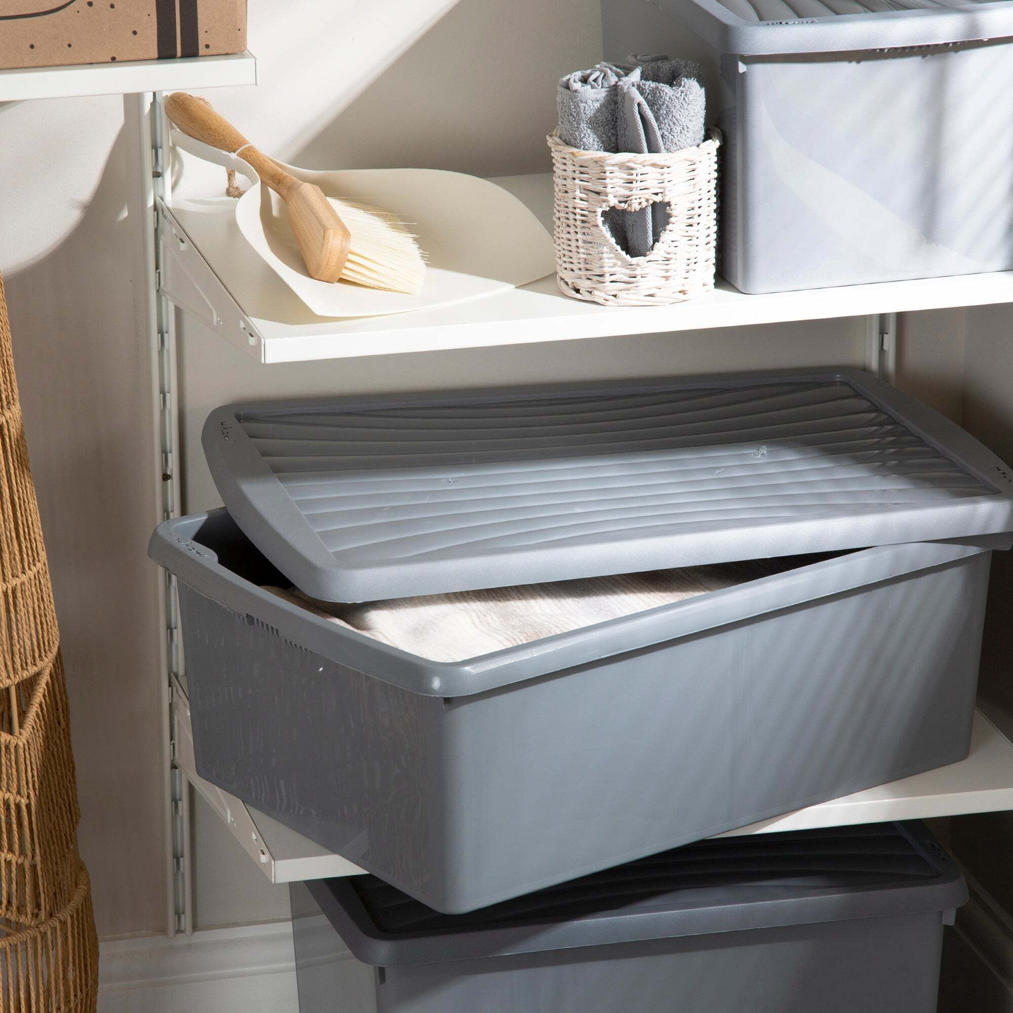 37L Grey Recycled Plastic Storage Box Grey by Dunelm