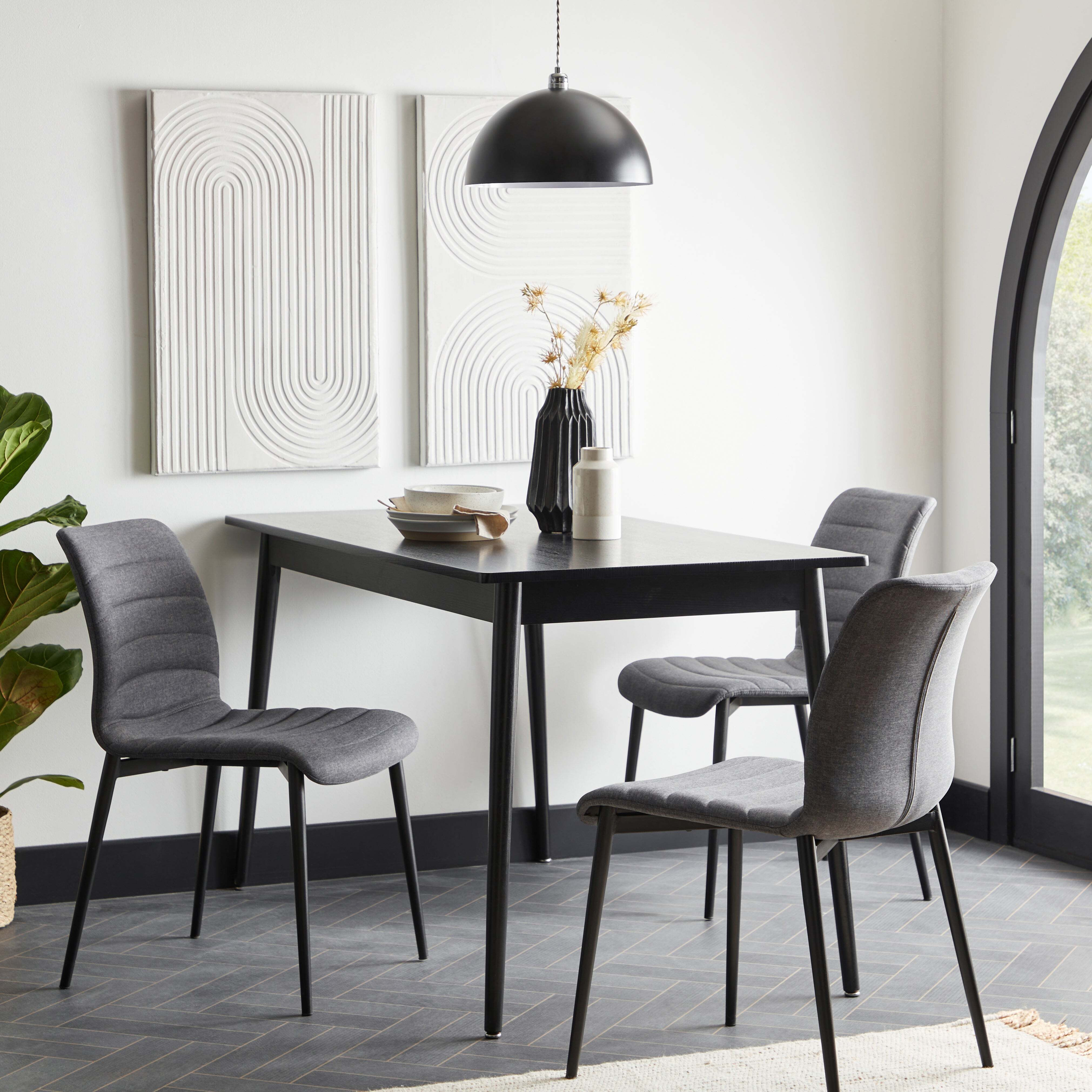 Leo 6 Seater Rectangular Dining Table Black by Dunelm | ufurnish.com