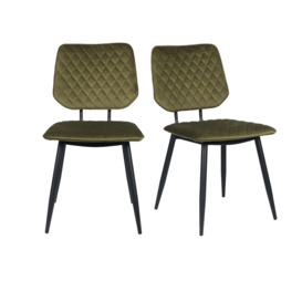 Austin Velvet Set of 2 Dining Chairs Green